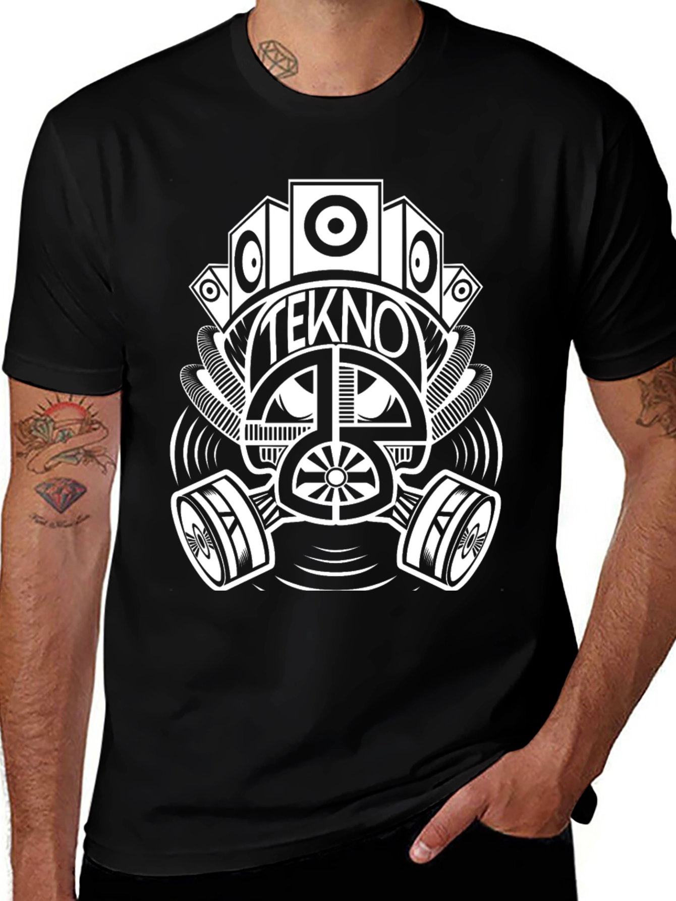 Variant 28 of Tekno Gas Mask Graphic Black T-Shirt