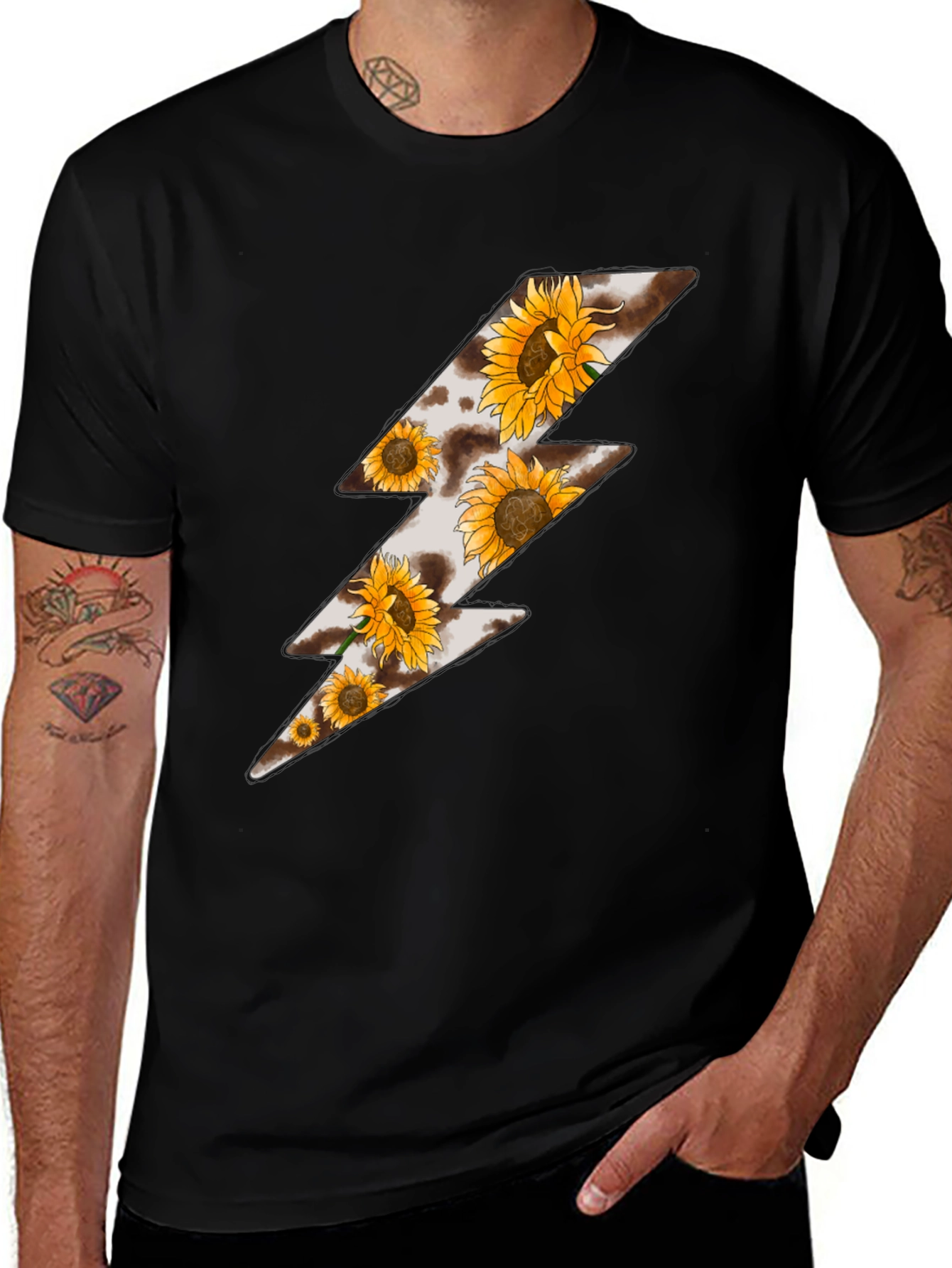 Variant 13 of Sunflower Lightning Bolt Black T-Shirt