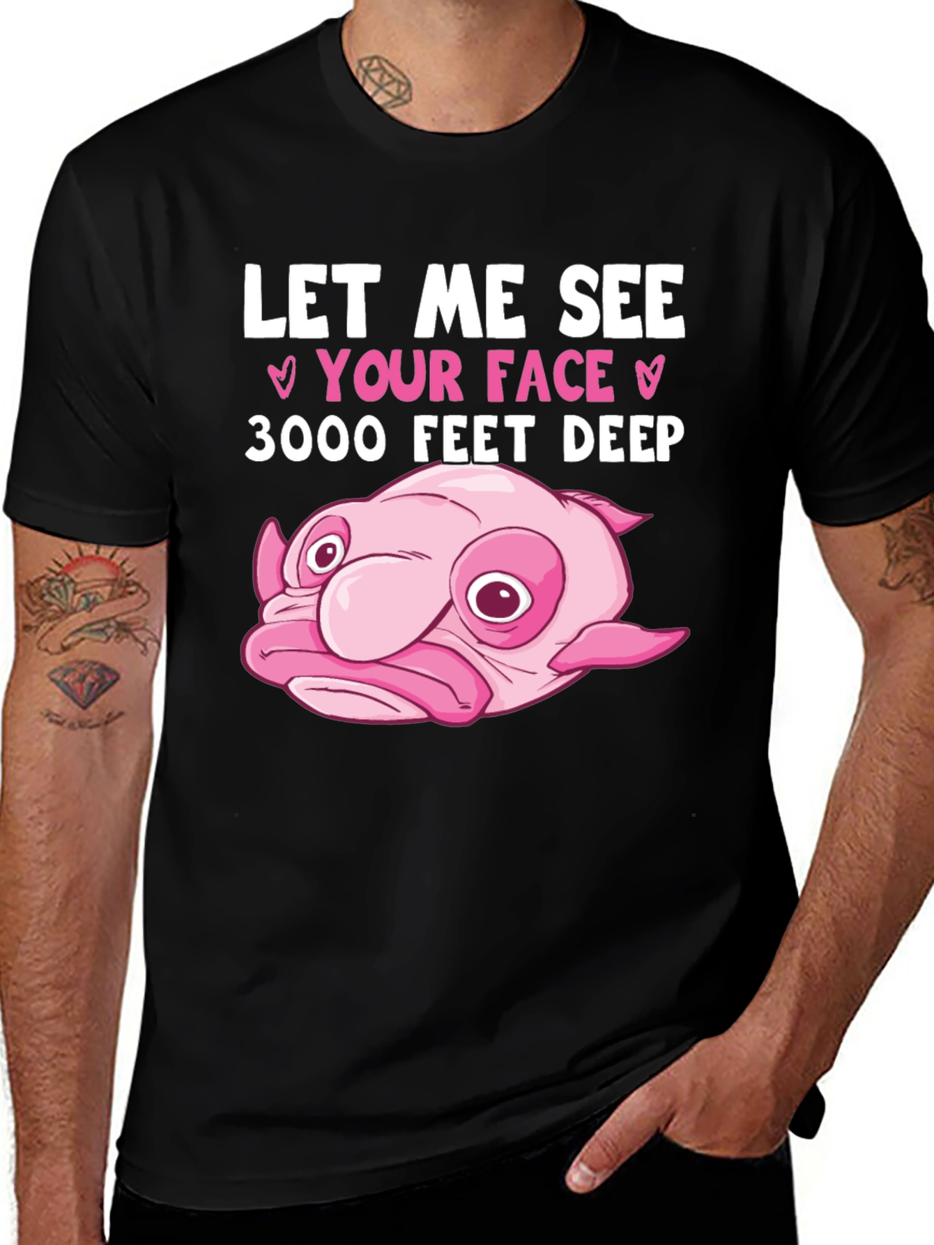 Variant 4 of Funny Blobfish T-Shirt Let Me See Your Face 3000 Feet Deep Black