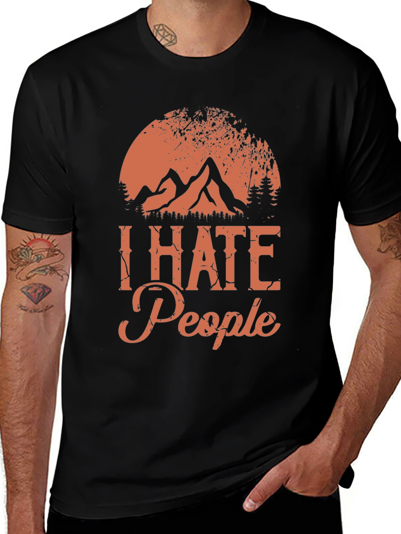 Variant 6 of I Hate People Graphic Tee - Mountain Sunset Design