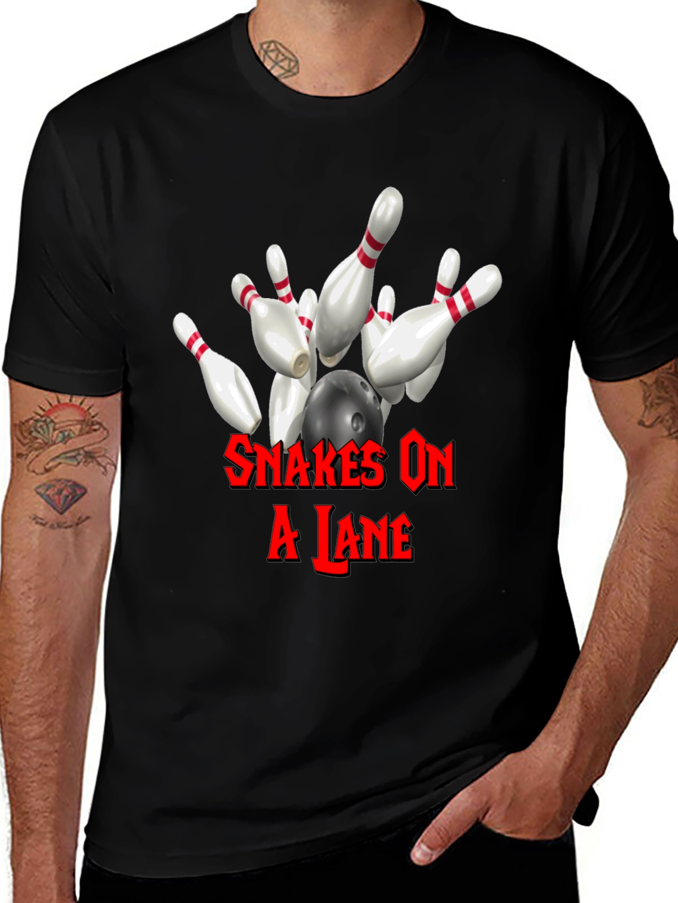 Variant 18 of Snakes On A Lane Bowling T-Shirt