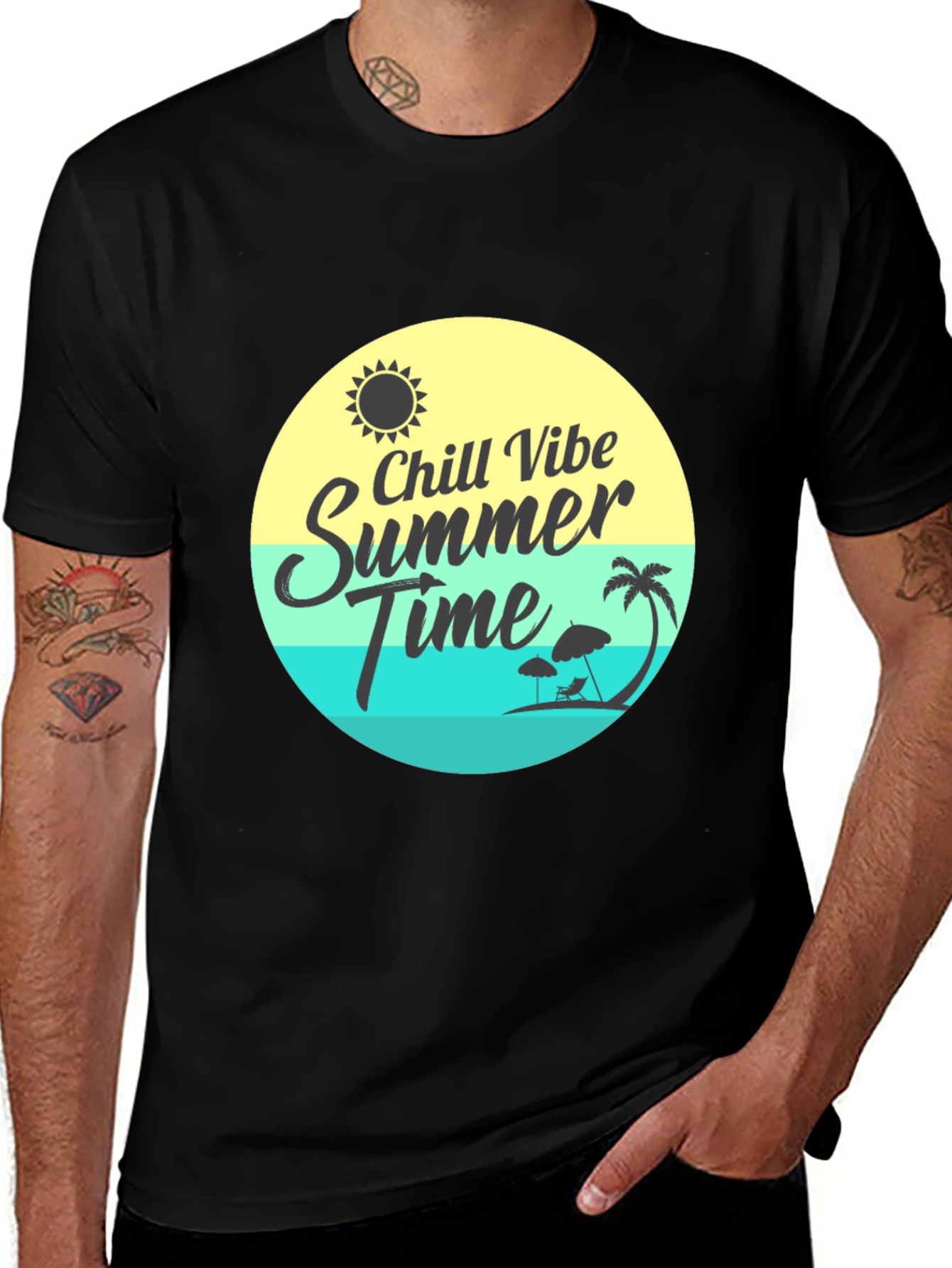 Variant 9 of Chill Vibe Summer Time Graphic Tee - Black