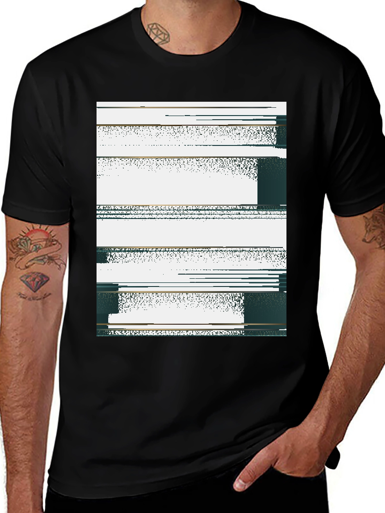 Variant 27 of Abstract Glitch Art Black T-Shirt