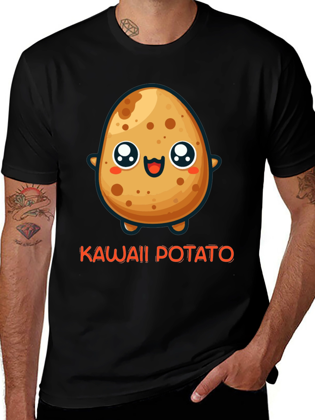 Variant 27 of Kawaii Potato Graphic Tee - Unisex Black T-Shirt