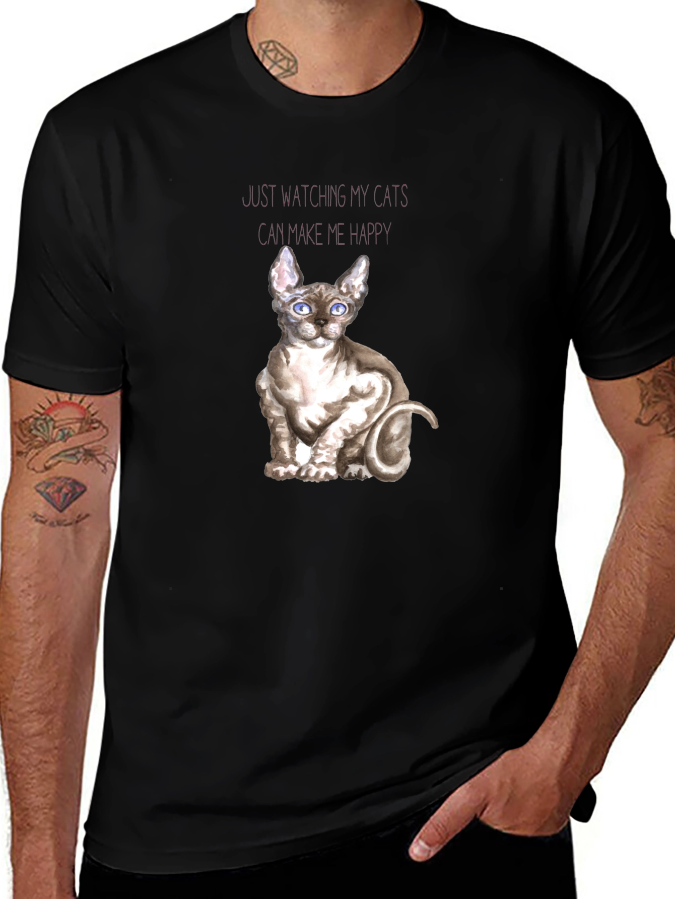 Sphynx Cat T-Shirt - Watching Cats Makes Me Happy