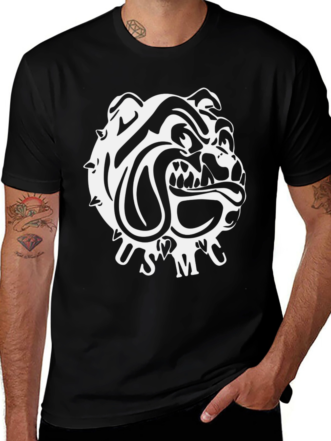 Variant 17 of Cool Bulldog Graphic Tee - Black Cotton Blend T-Shirt