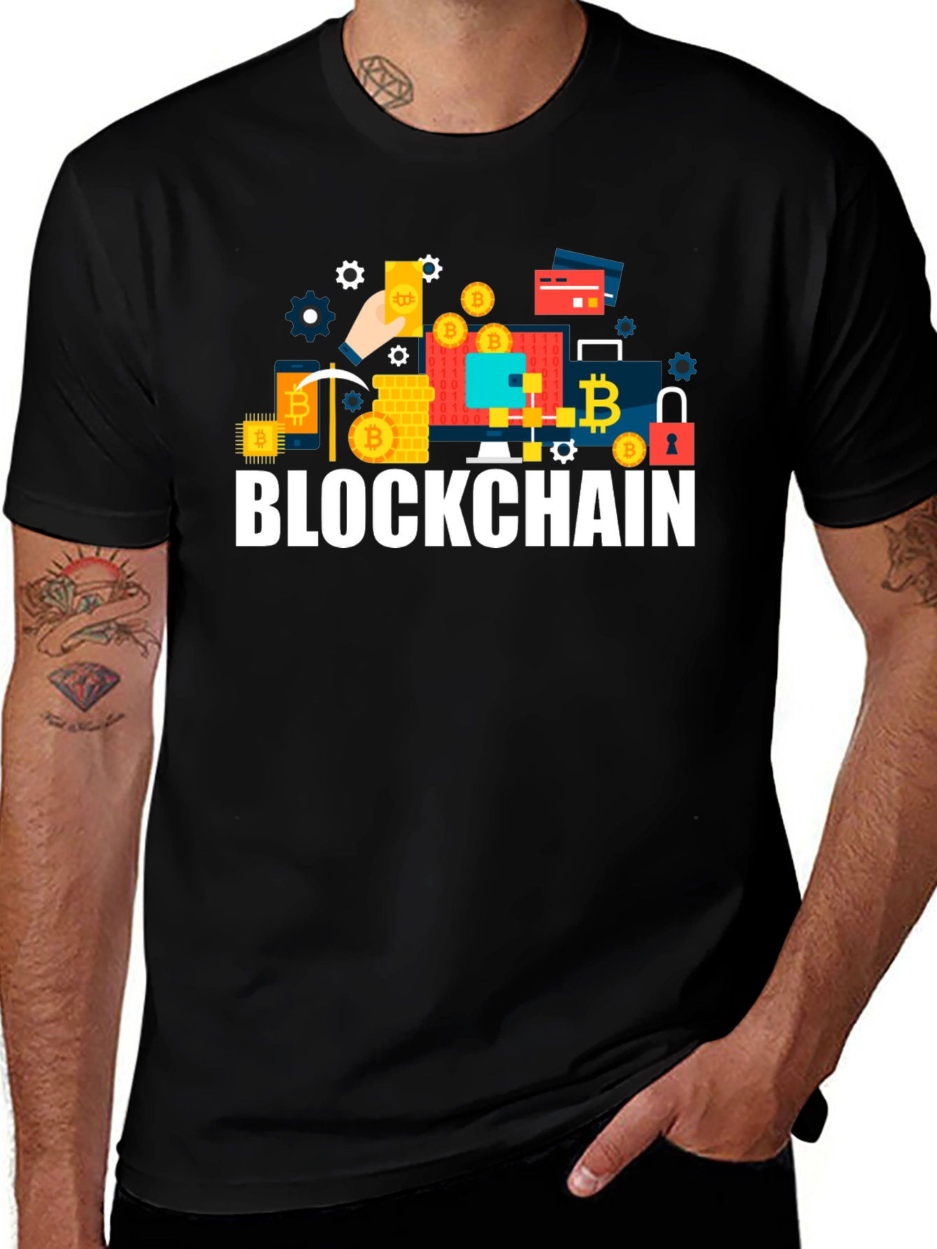 Blockchain Crypto T-Shirt - Black Crew Neck Tee