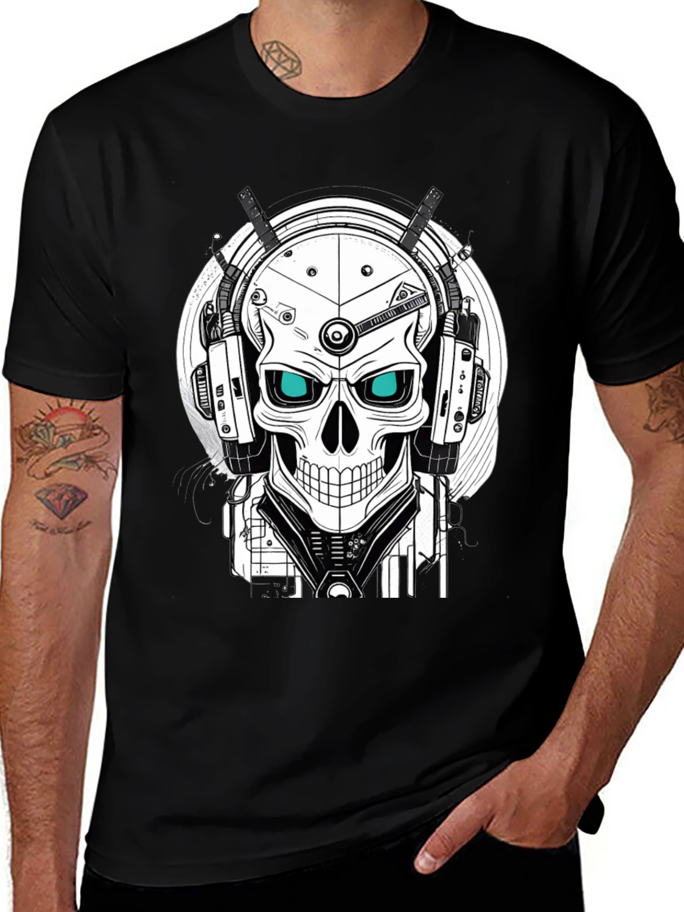 Variant 16 of Cyber Skull Graphic Tee - Unique Design