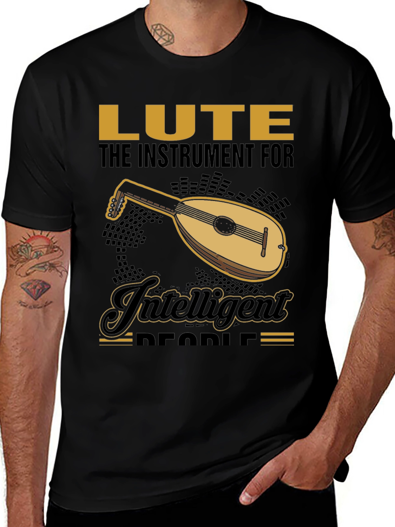 Variant 10 of Lute Instrument Graphic Tee - For Intelligent People