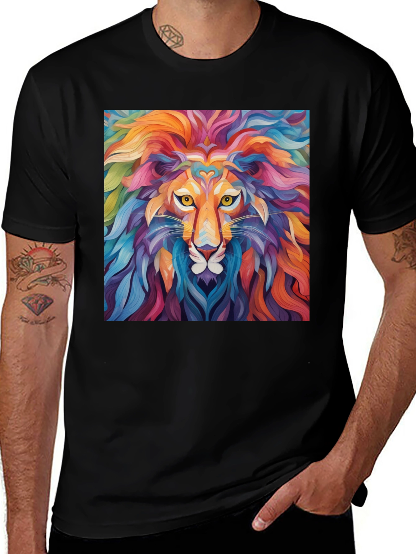 Variant 24 of Lion Graphic Tee - Vivid Colors, Bold Design