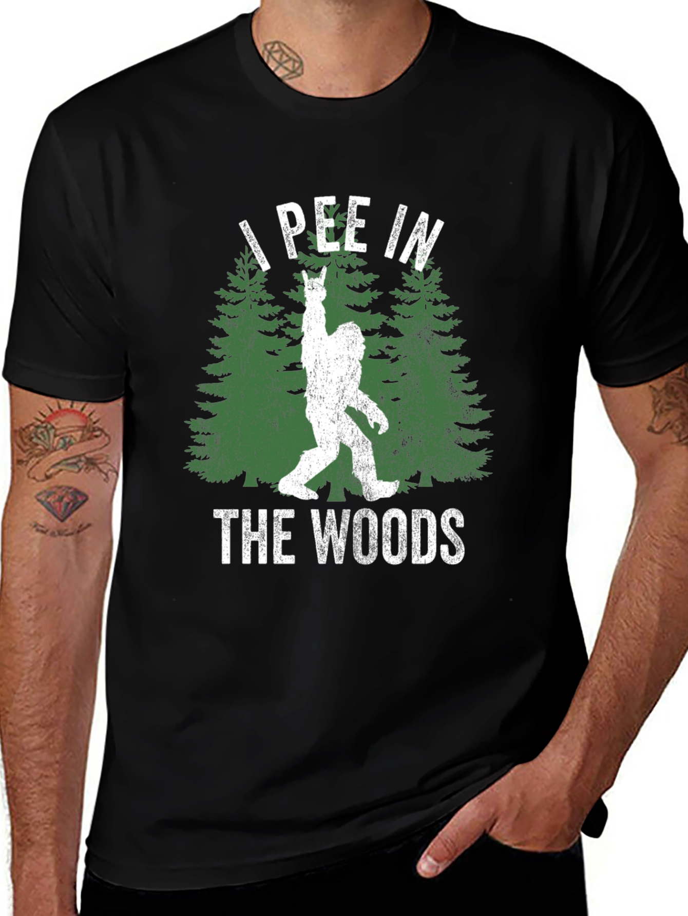Variant 23 of I Pee In The Woods Funny Sasquatch Graphic T-Shirt