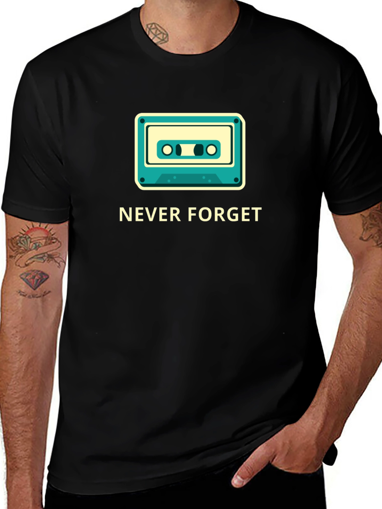 Variant 9 of Retro Cassette 'Never Forget' Graphic Tee