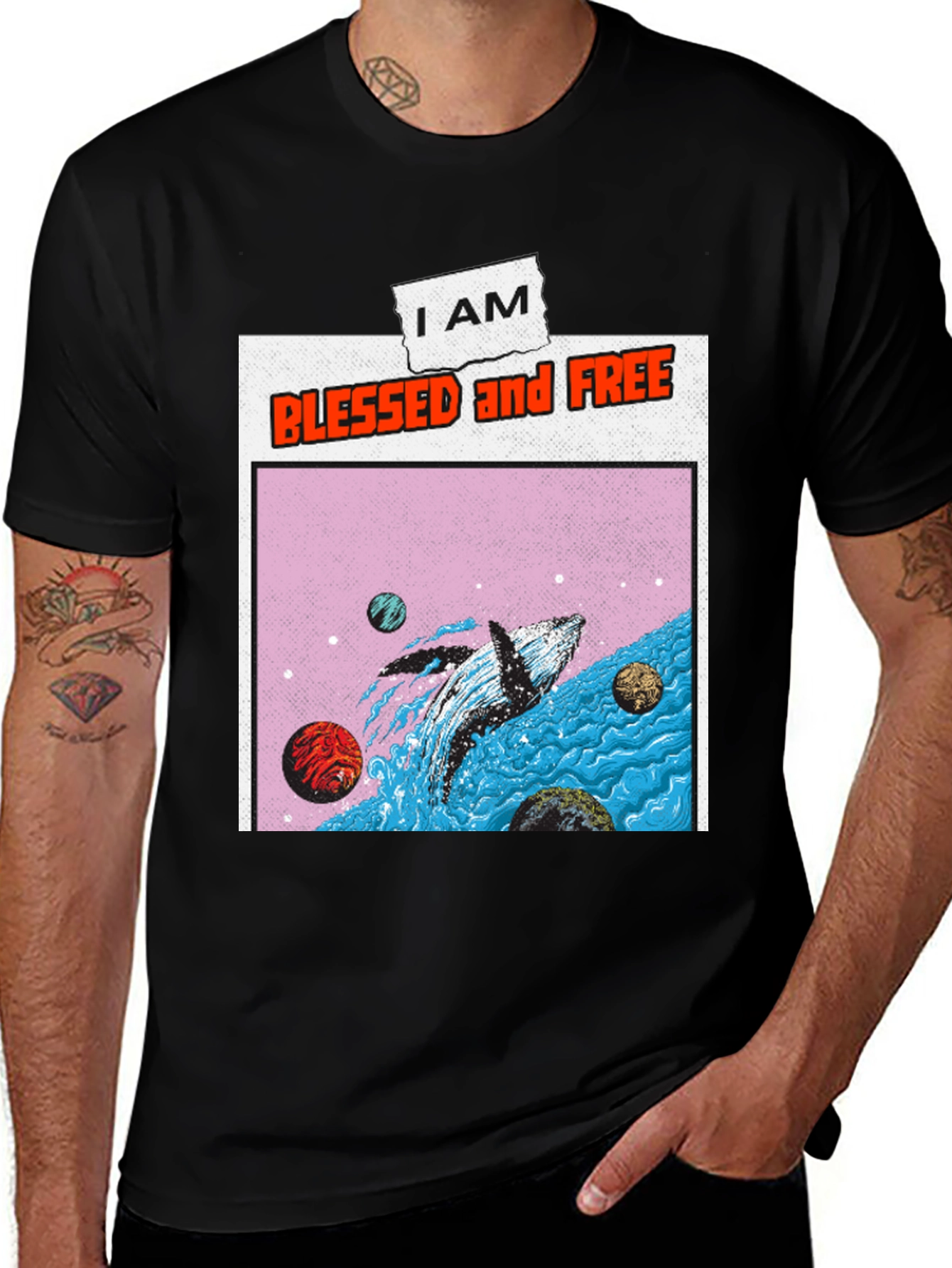 Variant 9 of Blessed and Free Whale Graphic T-Shirt