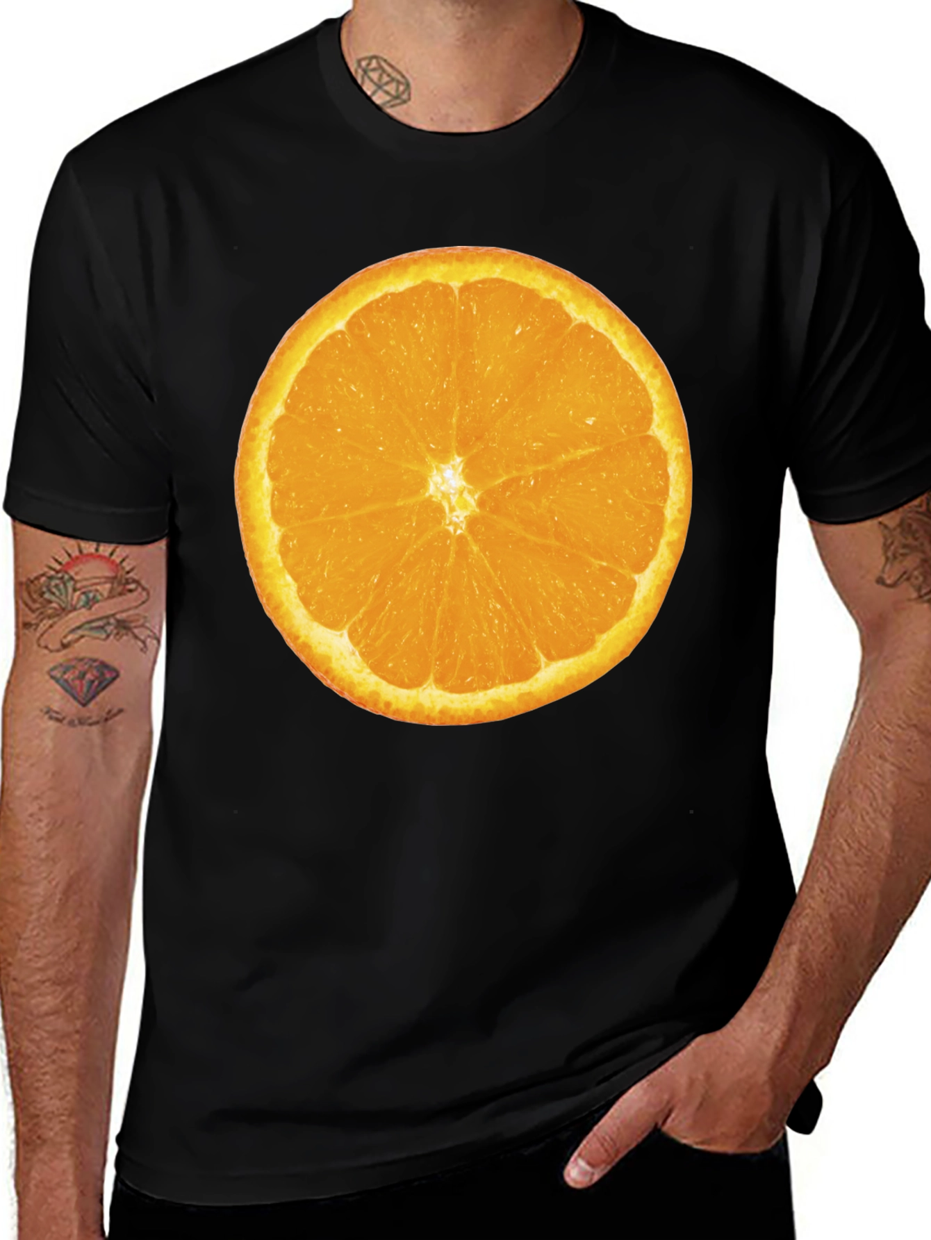 Variant 30 of Orange Slice Graphic Tee - Men's Black T-Shirt