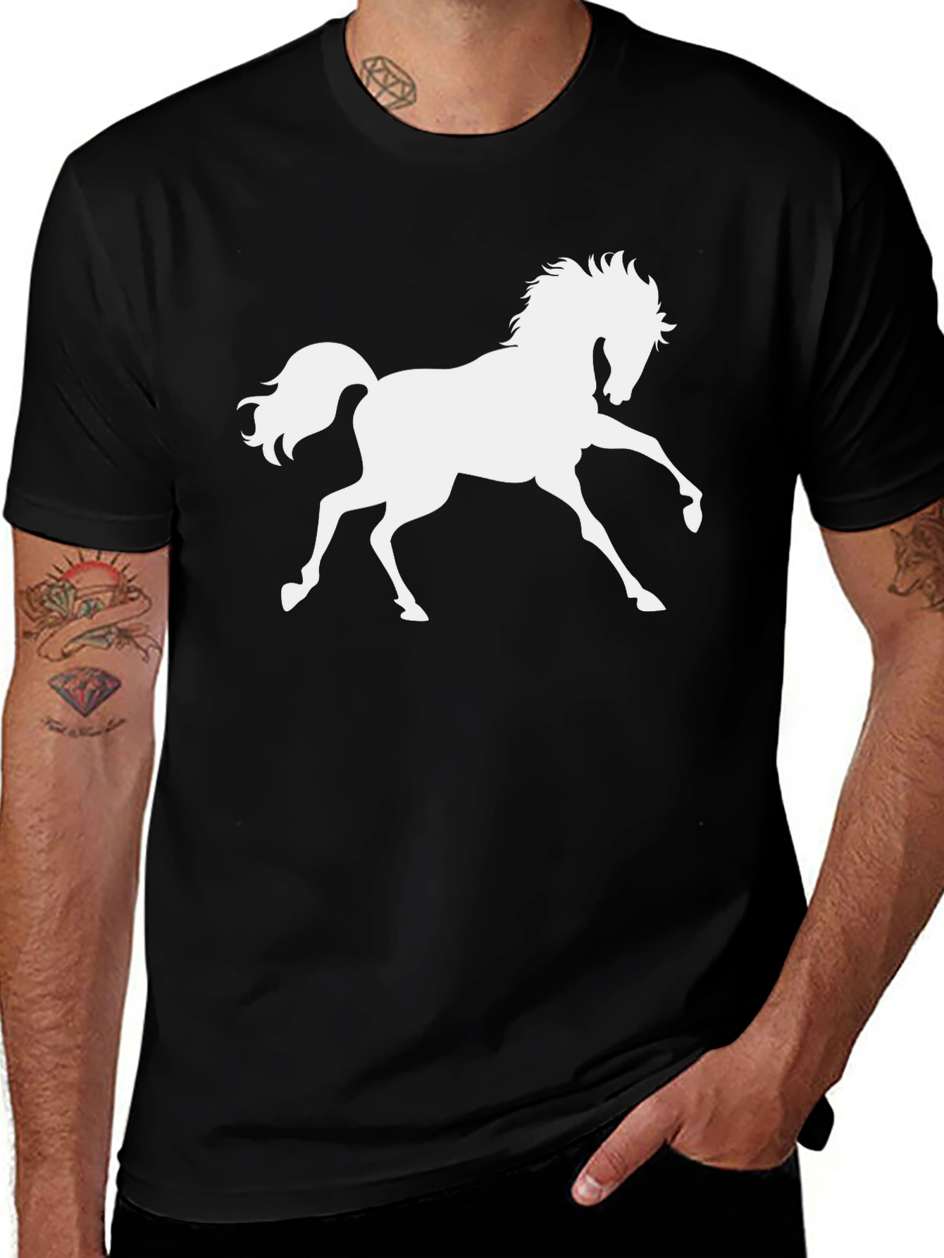 Variant 29 of Horse Graphic Tee - Men's Black T-Shirt