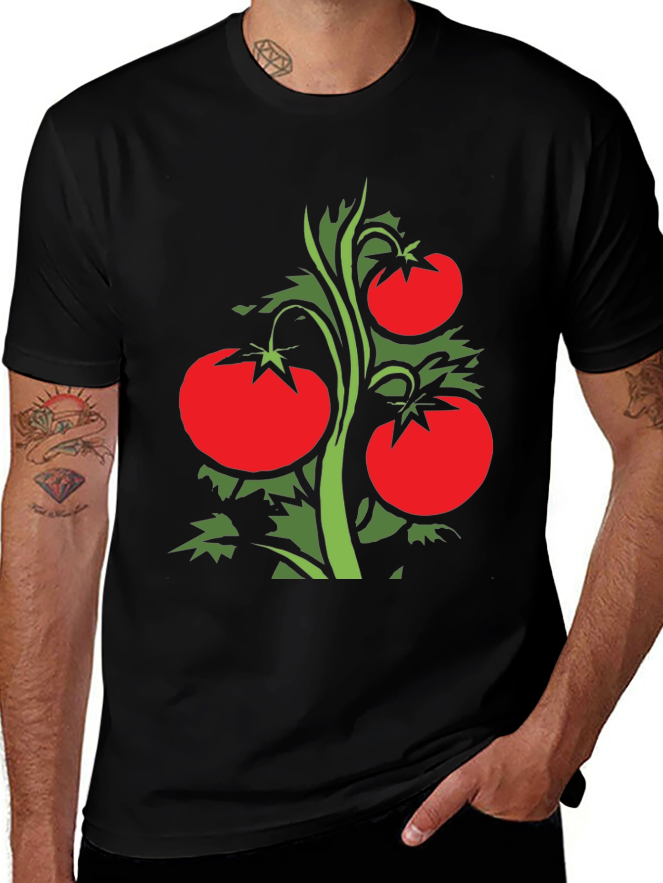 Variant 23 of Tomato Plant Graphic T-Shirt - Black, Classic Fit