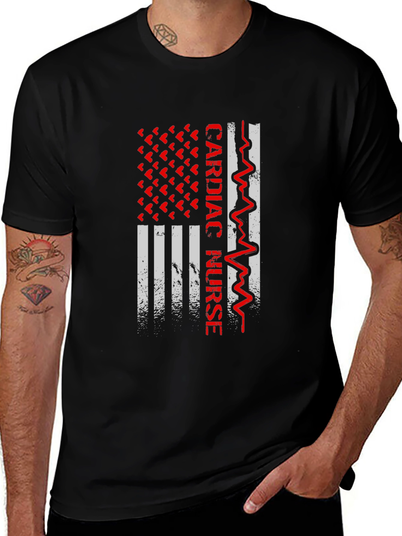Cardiac Nurse American Flag Graphic Tee