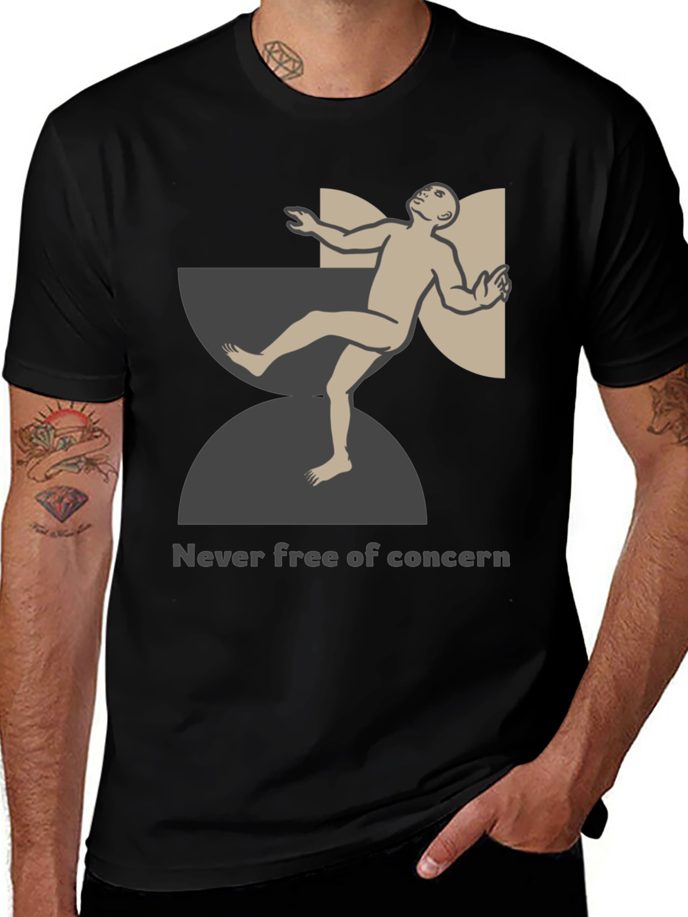 Variant 17 of Unique Graphic T-Shirt - Never Free of Concern Design