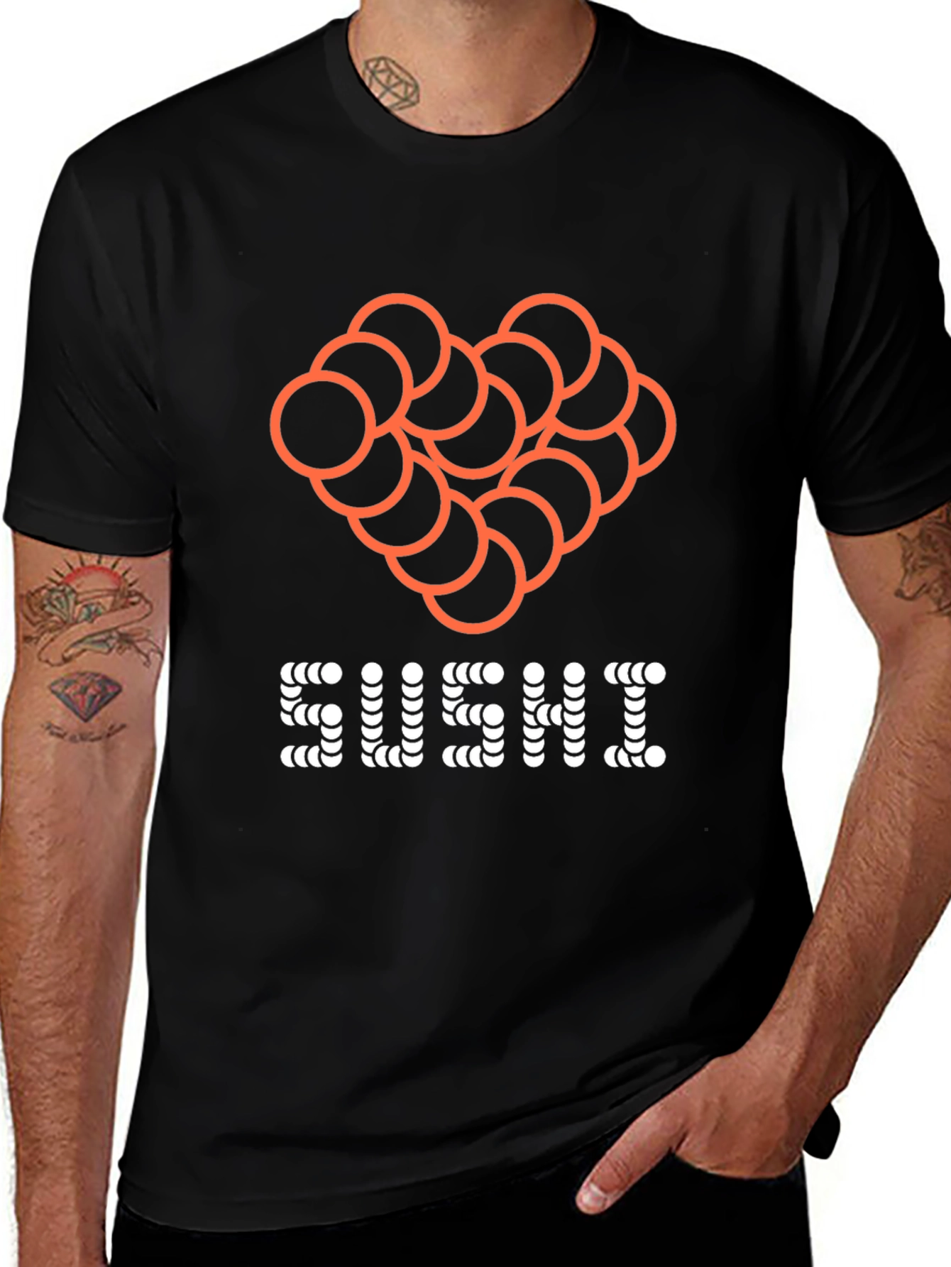 Variant 24 of Sushi Lover Tee - Black Graphic T-Shirt