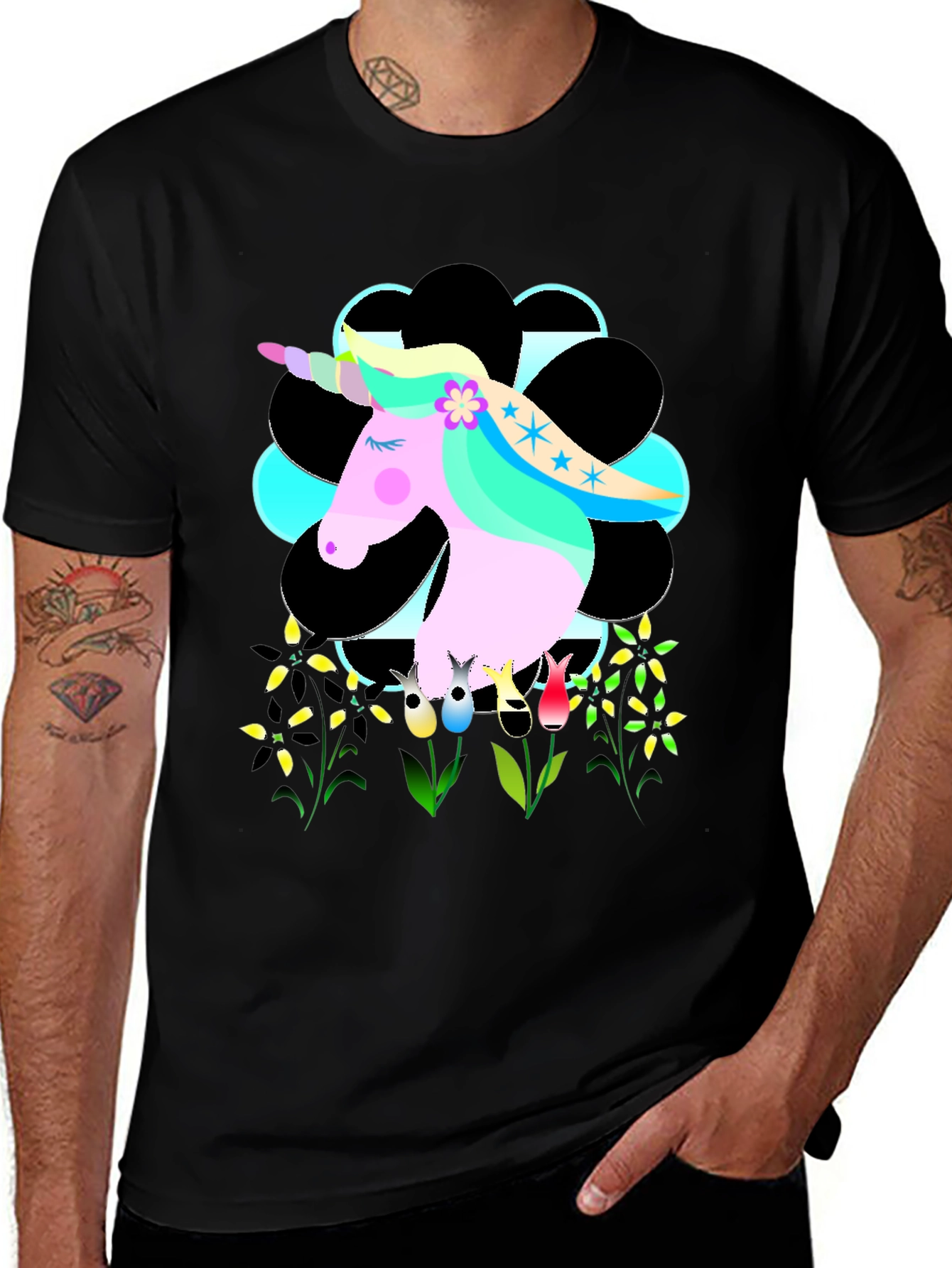 Variant 17 of Unicorn Graphic Tee - Quirky Black Cotton T-Shirt