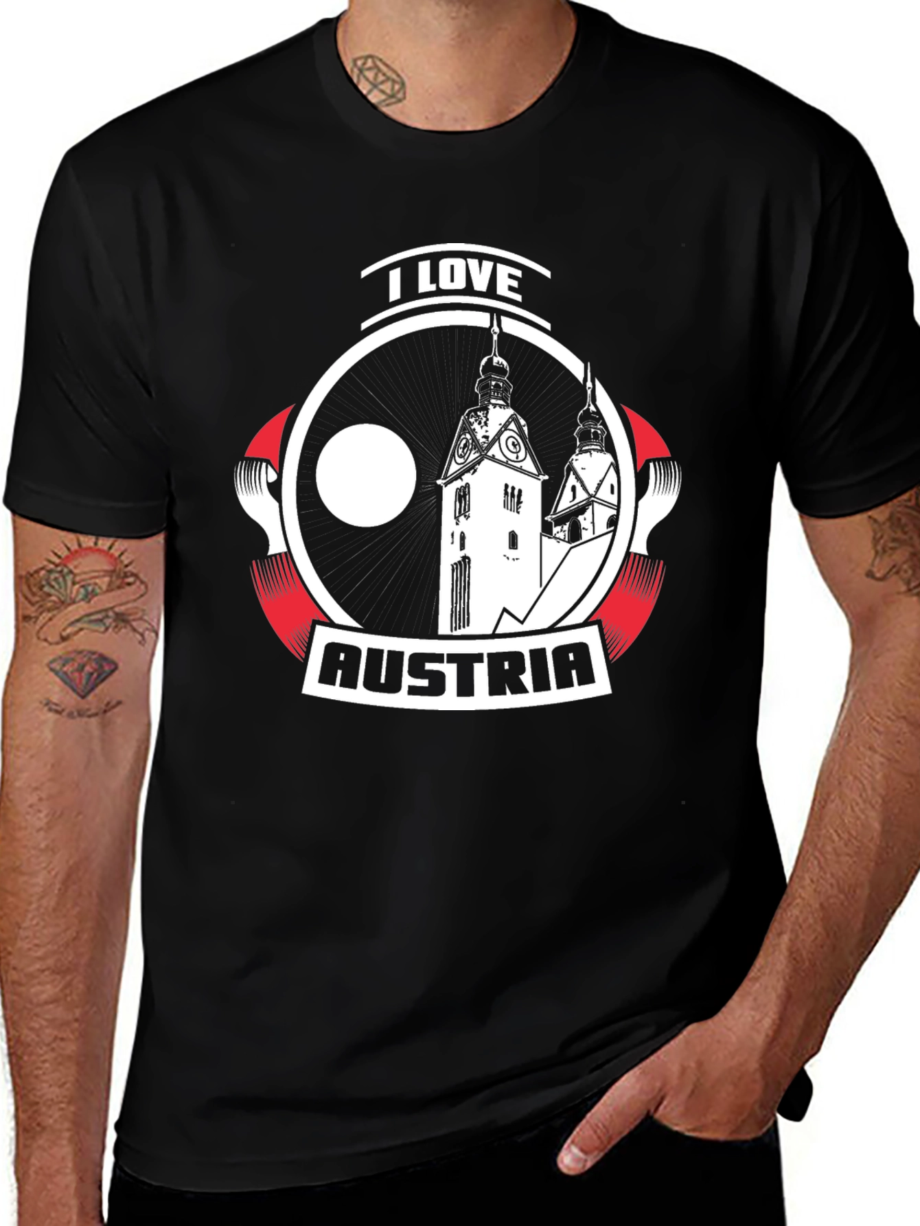 I Love Austria T-Shirt | Black Cotton Tee