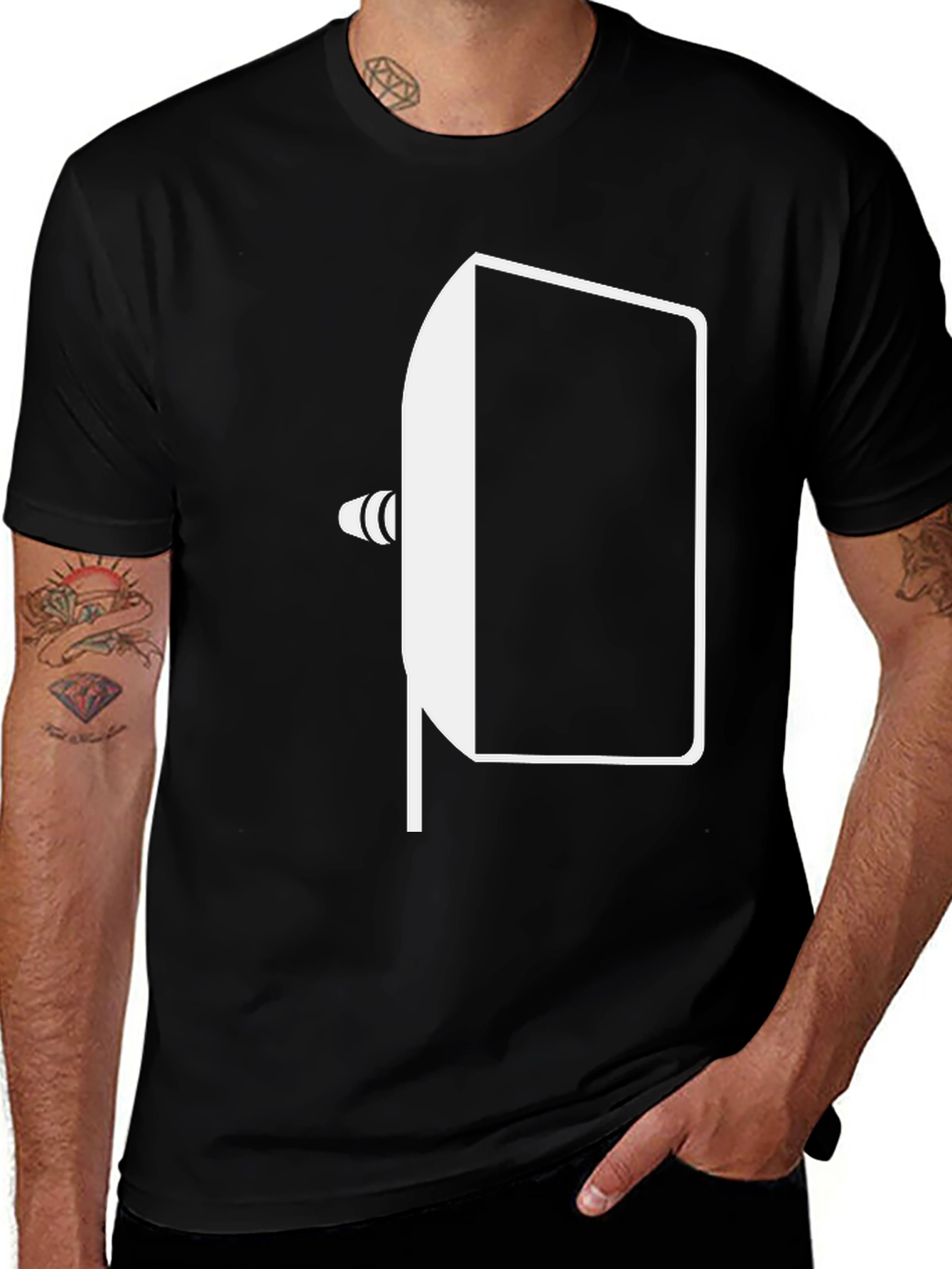 Variant 3 of Modern Fencing T-Shirt: Black with White Foil Design