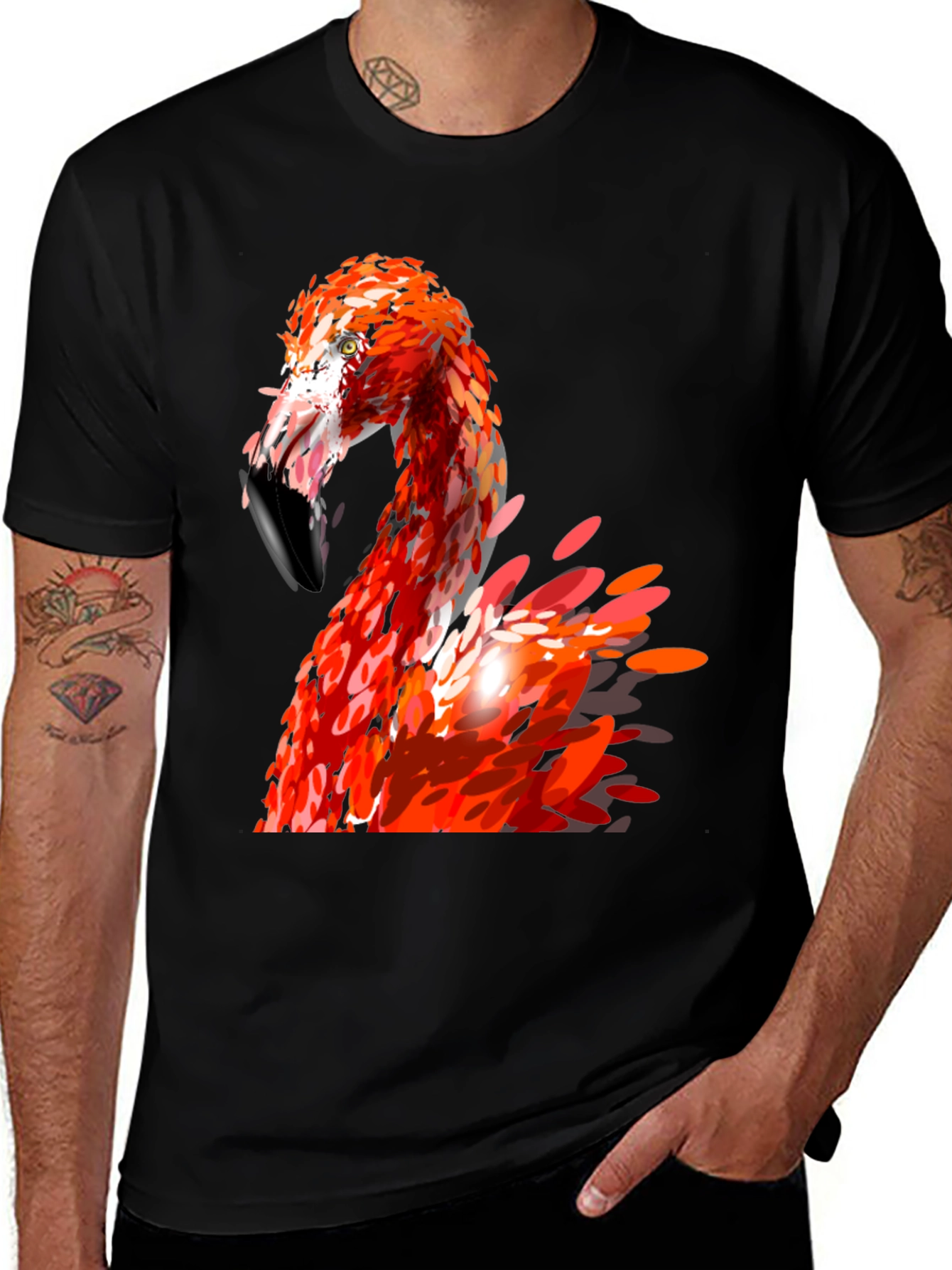 Variant 13 of Flamingo Graphic Print Black T-Shirt