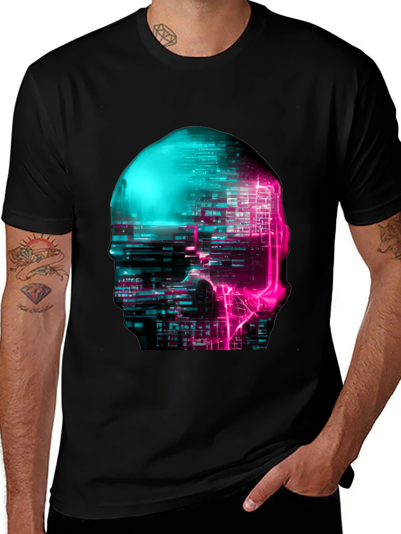 Variant 26 of Cyberpunk Skull Graphic Tee