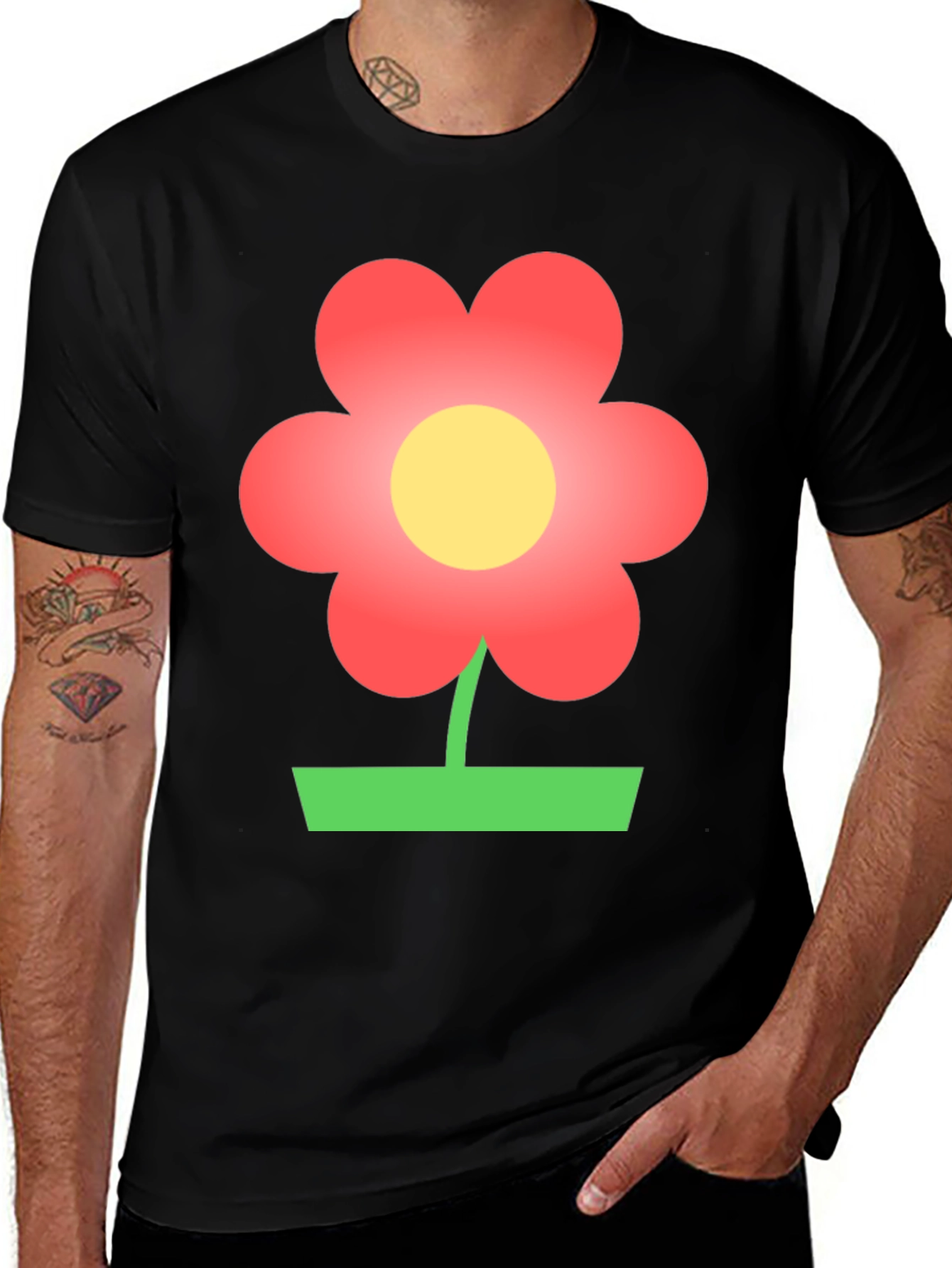 Variant 7 of Flower Graphic Black T-Shirt