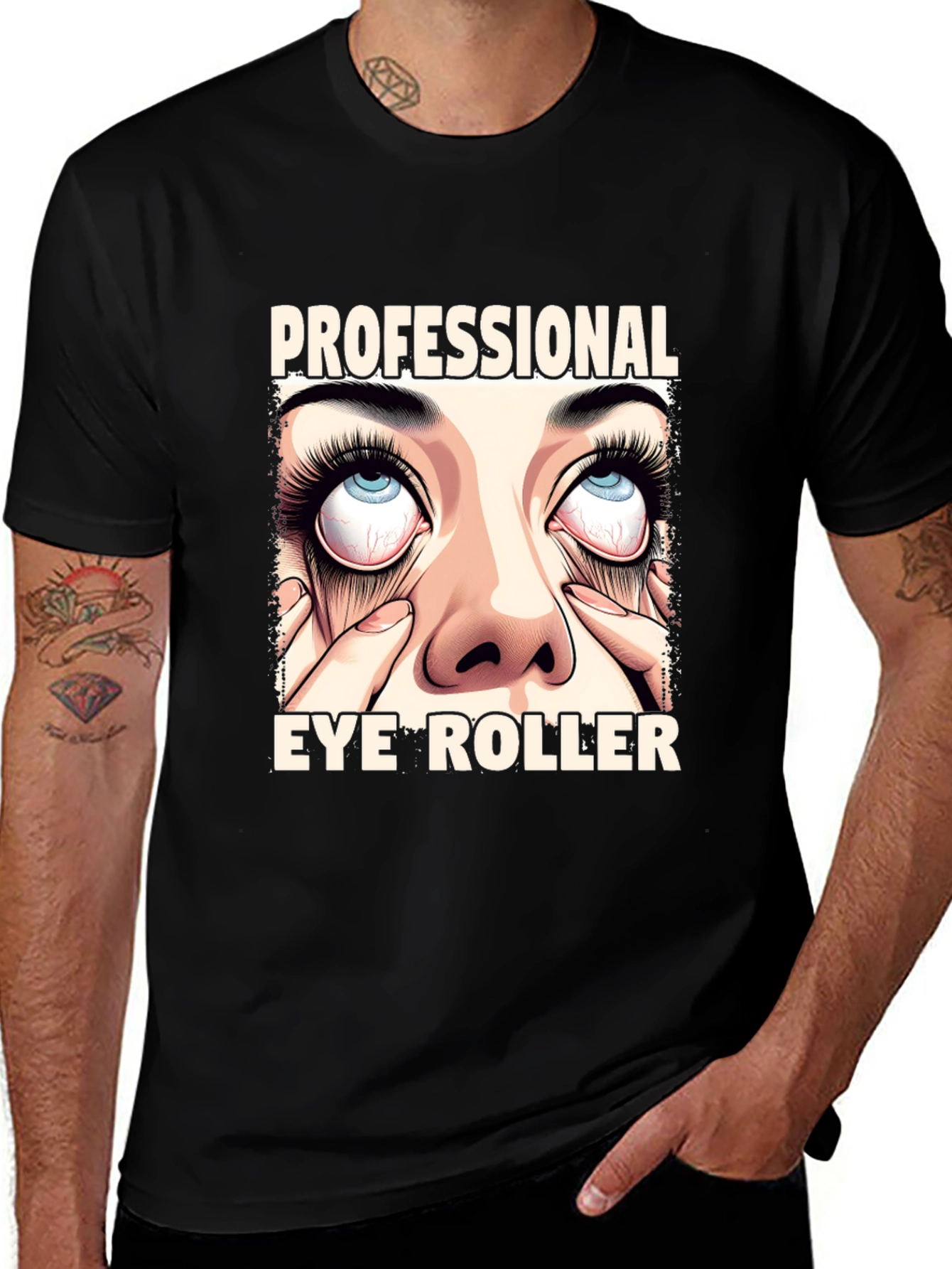 Variant 14 of Professional Eye Roller Black T-Shirt