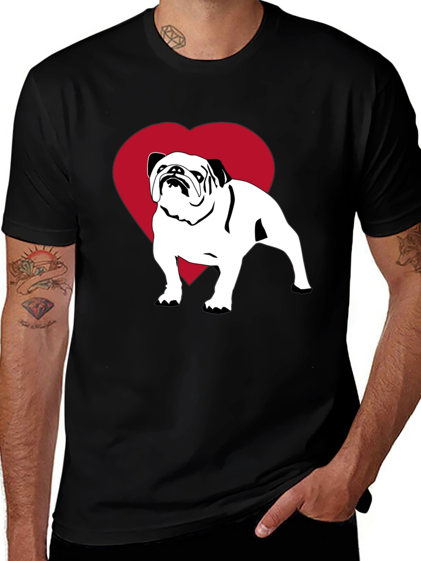 Variant 7 of Bulldog Heart Graphic Tee - Black