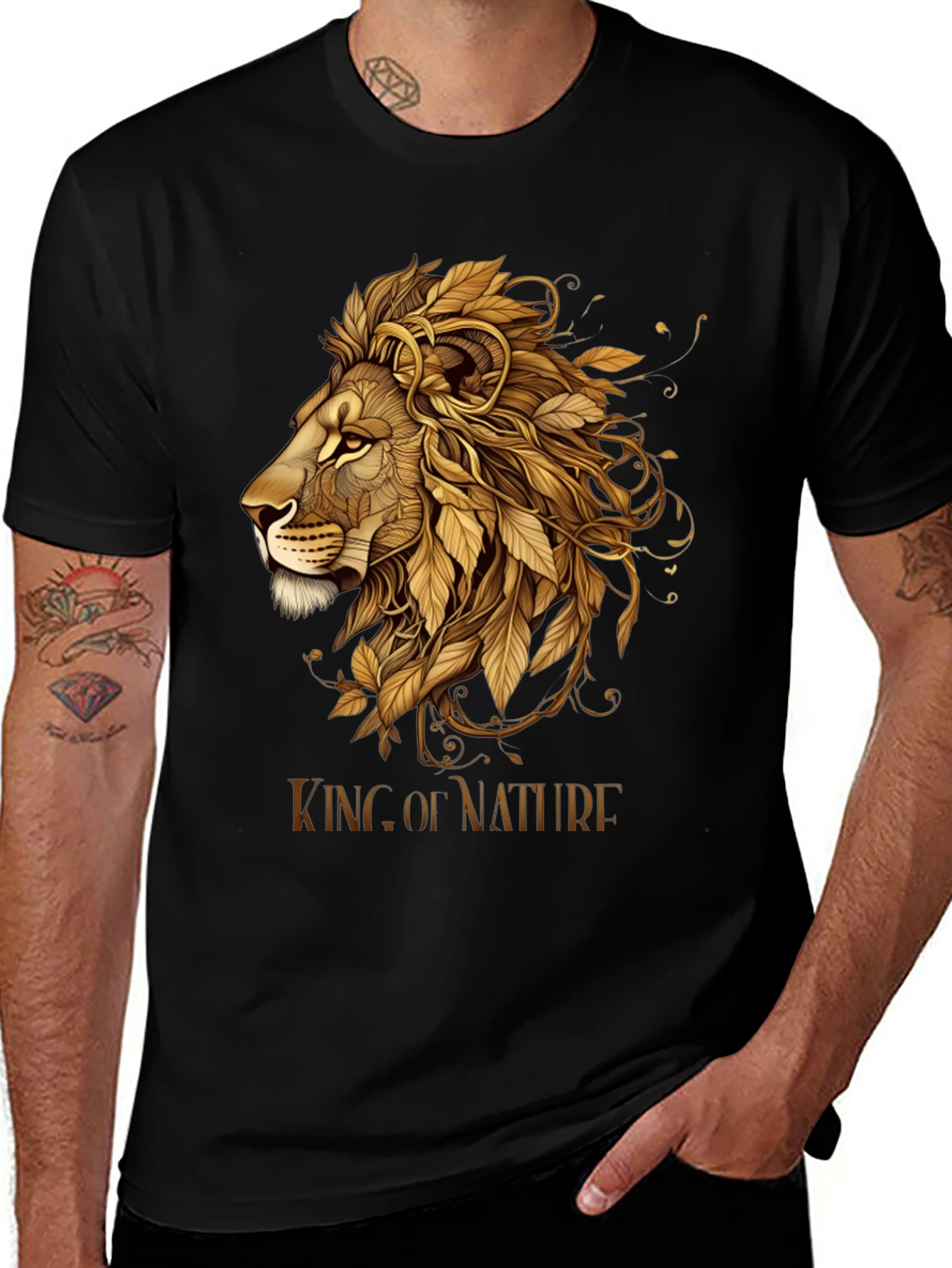 Variant 14 of King of Nature Lion Graphic Tee - Black