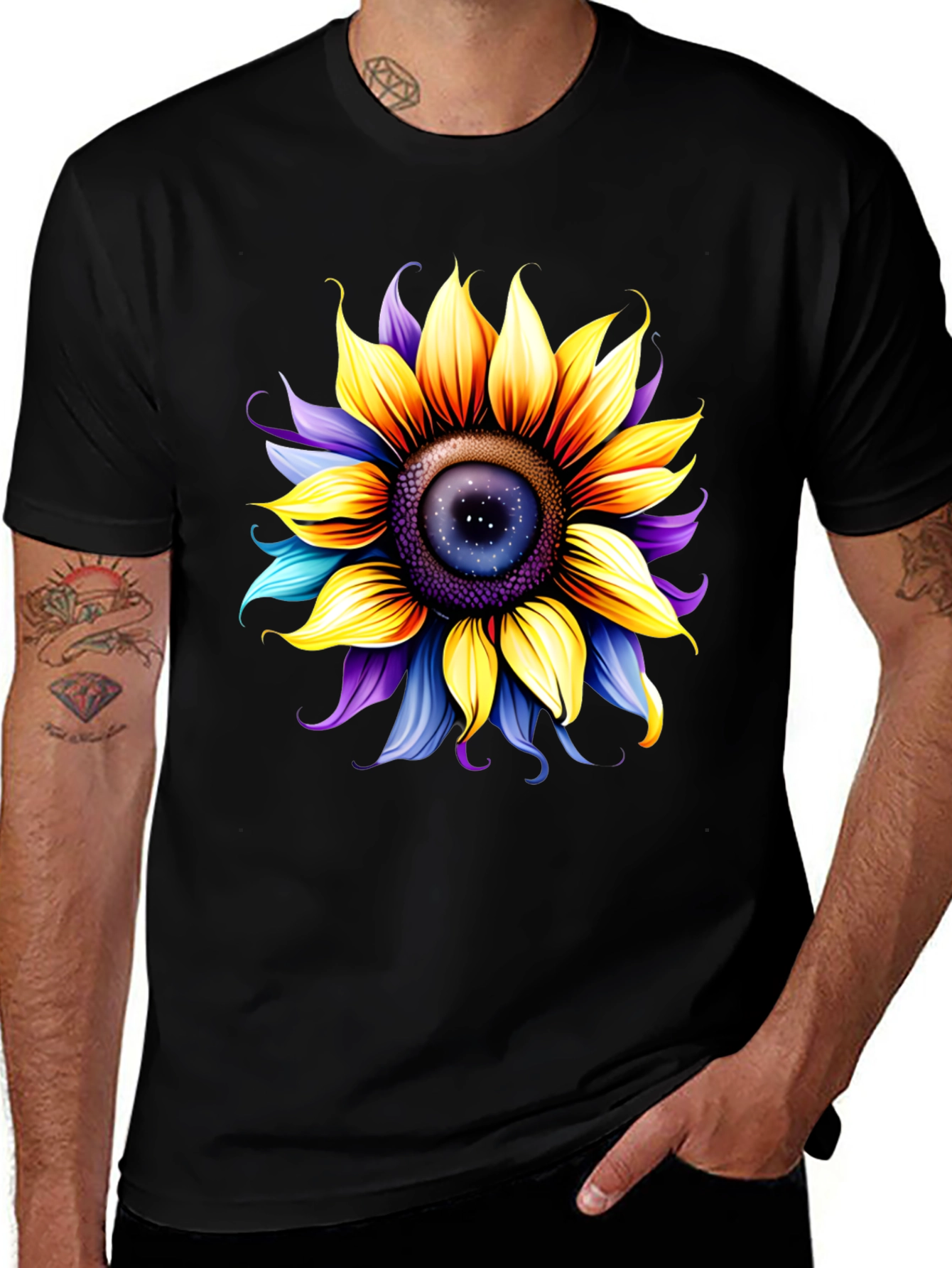 Variant 15 of Sunflower Galaxy Graphic Tee - Unique Space Design