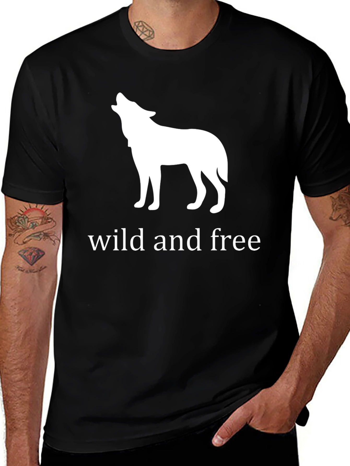 Variant 26 of Wild and Free Wolf Graphic Black T-Shirt