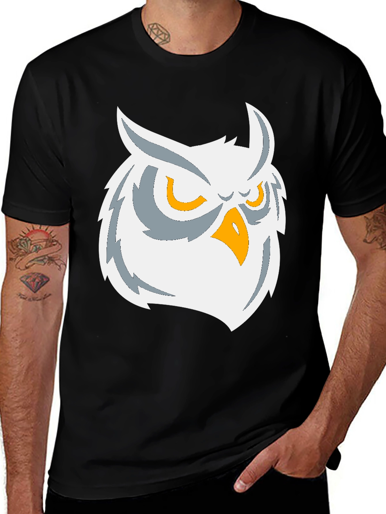 Variant 4 of Owl Graphic Black T-Shirt