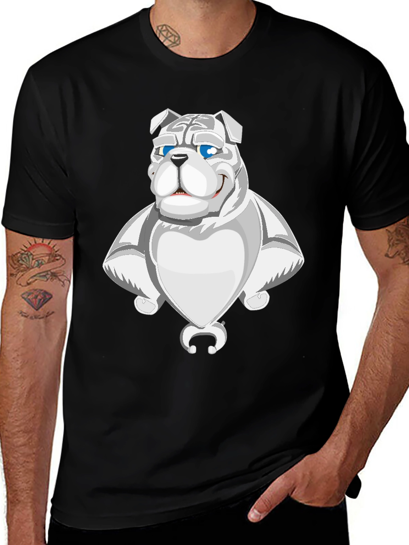 Variant 4 of Cool Bulldog Graphic Tee - Black Cotton Blend