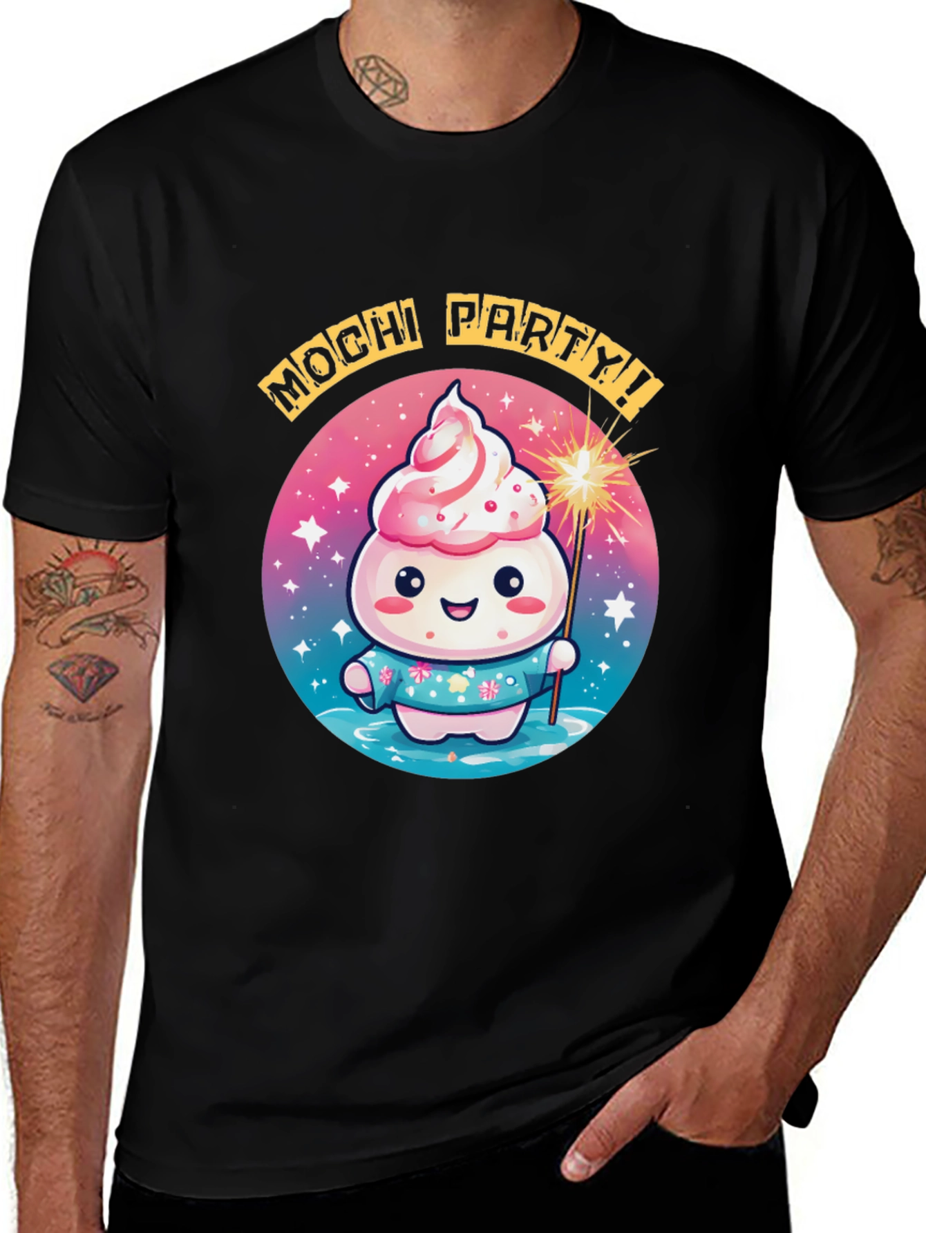 Variant 3 of Mochi Party T-Shirt - Kawaii Dessert Sparkler Tee
