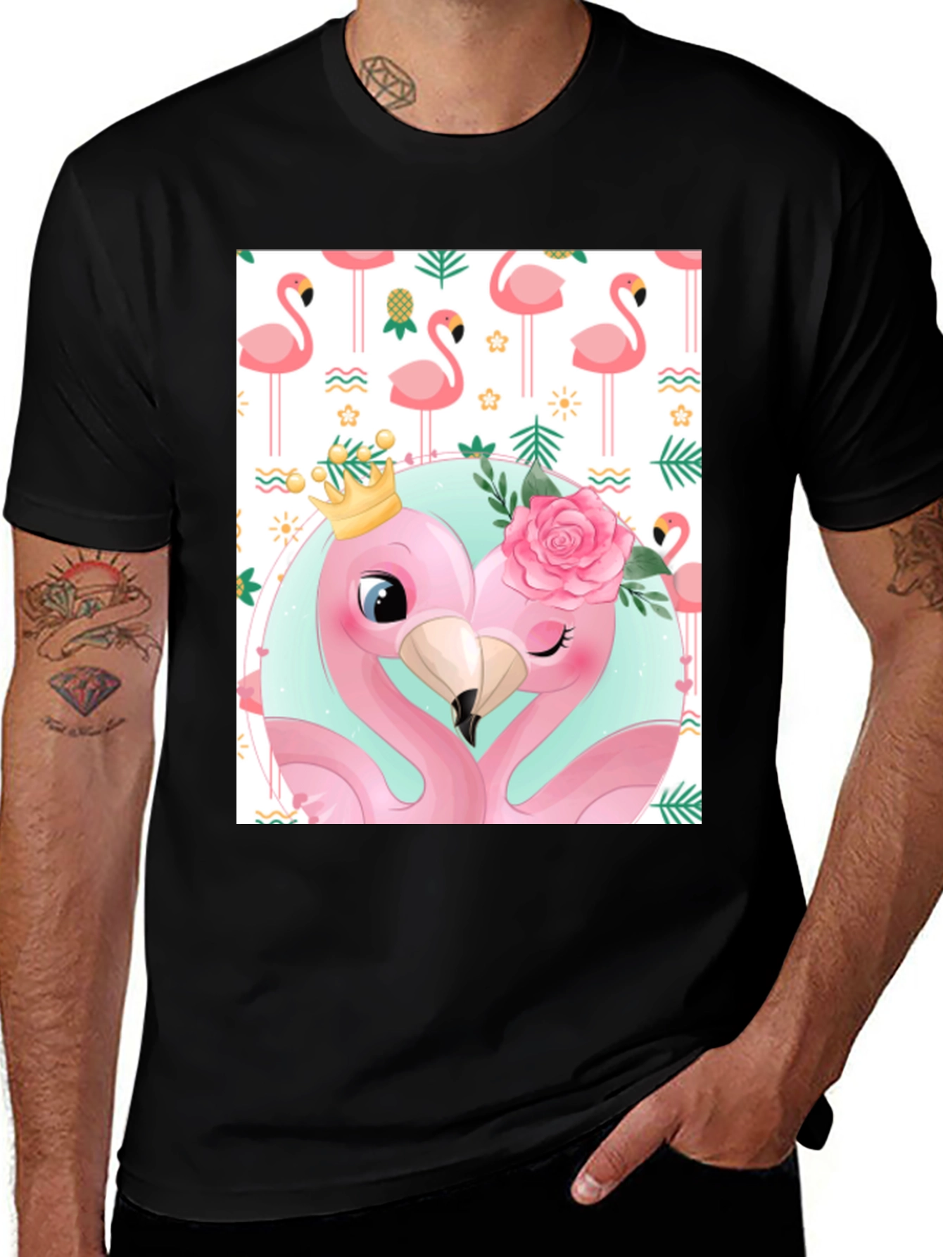 Variant 17 of Flamingo Couple Graphic Tee