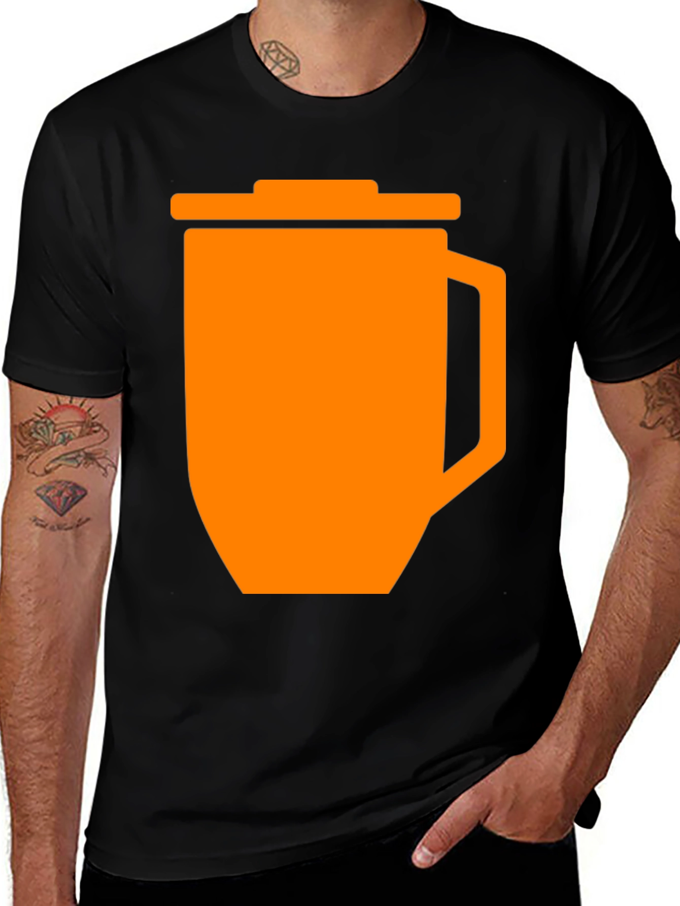 Variant 3 of Funny Orange Trash Can Graphic T-Shirt - Black