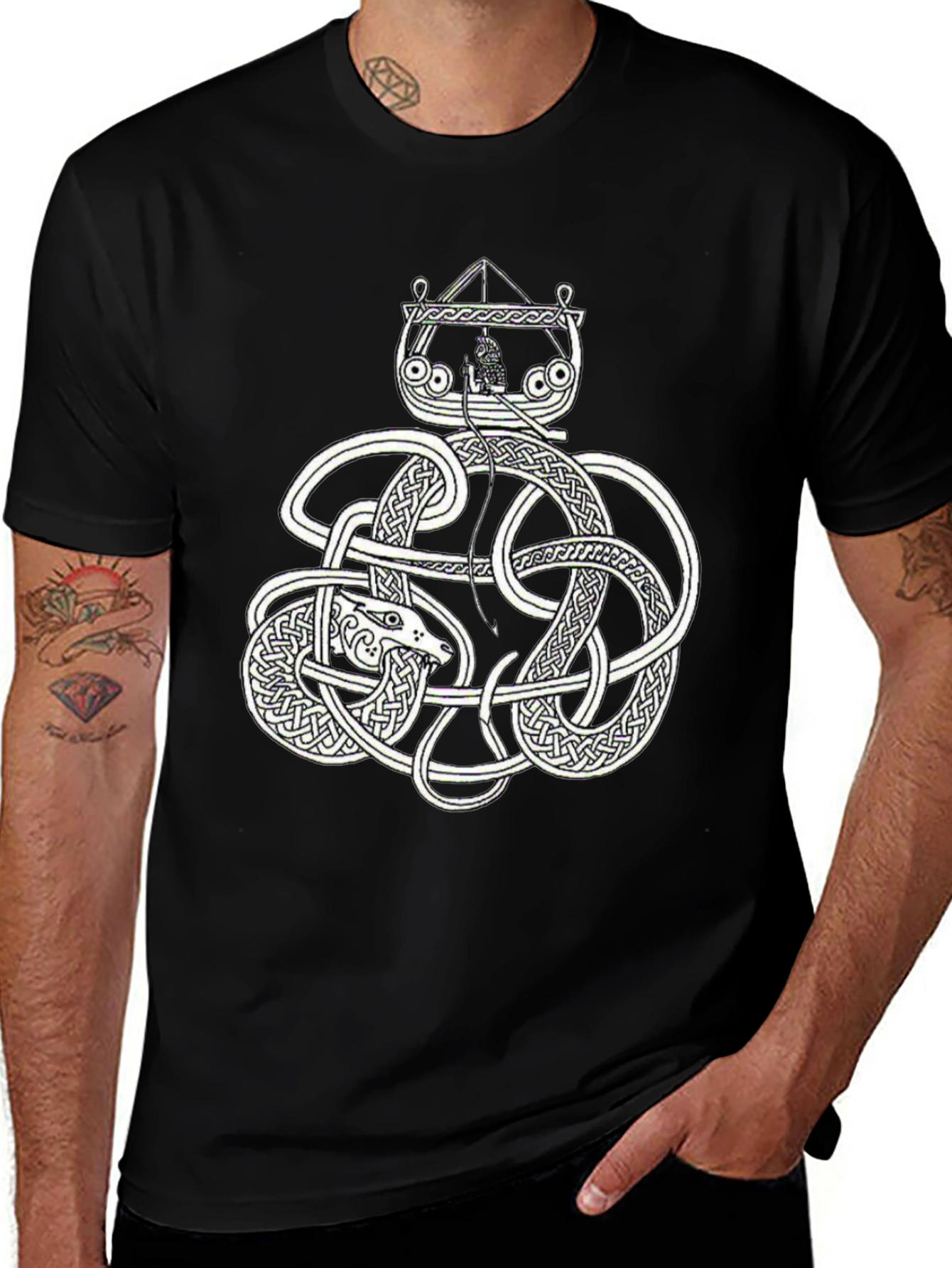 Celtic Knot Serpent Viking Ship Graphic Tee