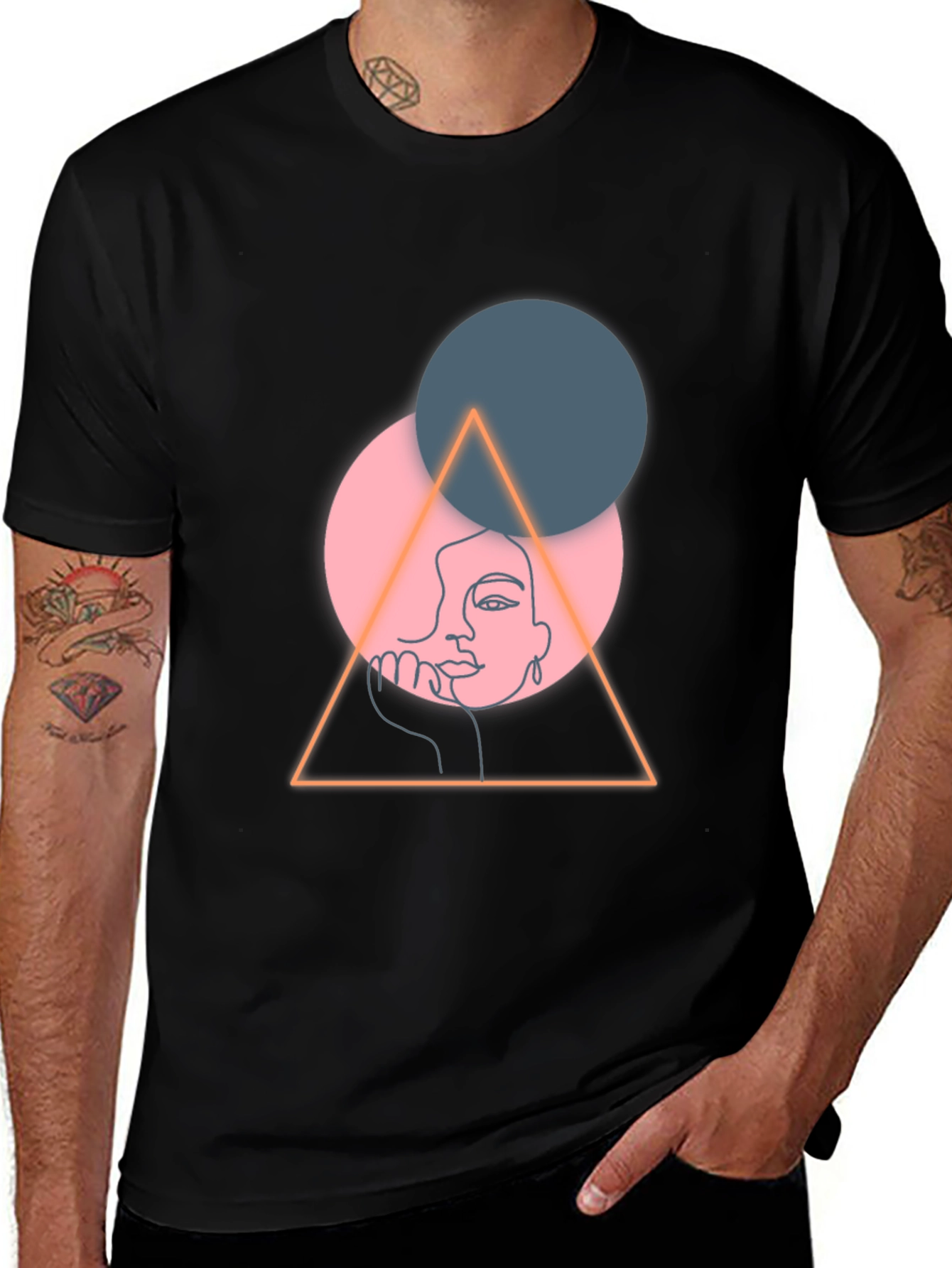 Variant 5 of Abstract Face Graphic Tee - Black