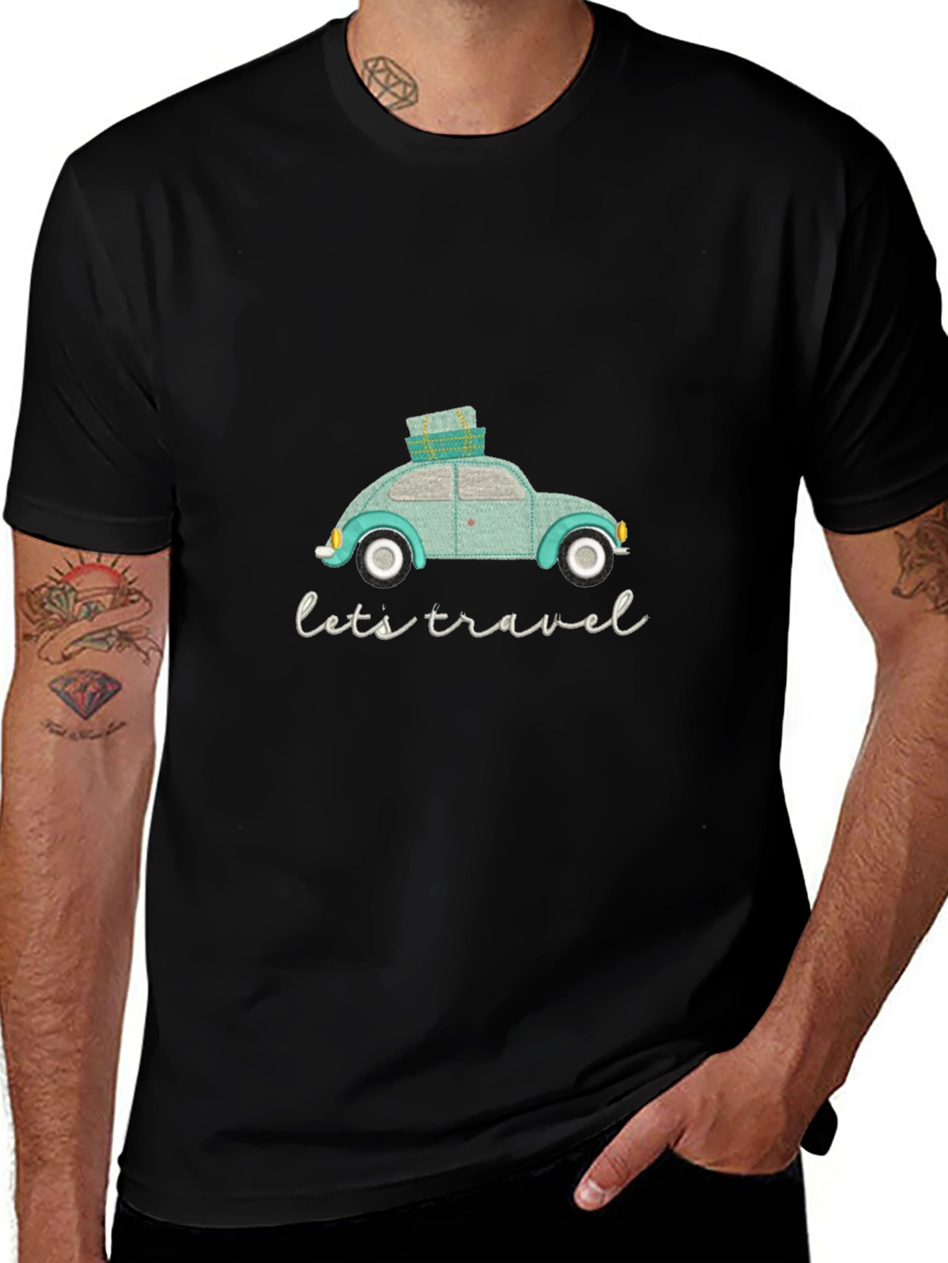 Variant 26 of Let's Travel T-Shirt - Car Graphic Tee