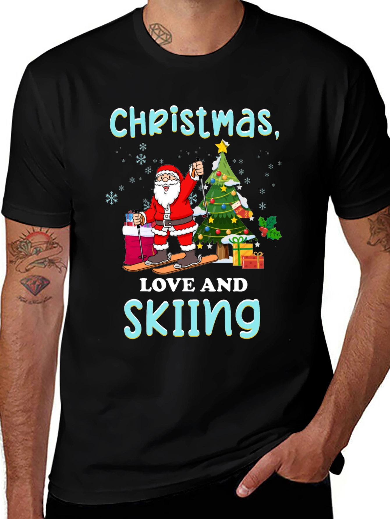 Christmas Love Skiing Graphic Tee