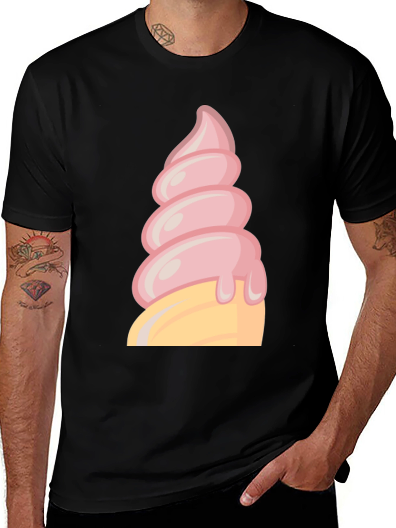Variant 17 of Ice Cream Cone Graphic Tee - Black T-Shirt
