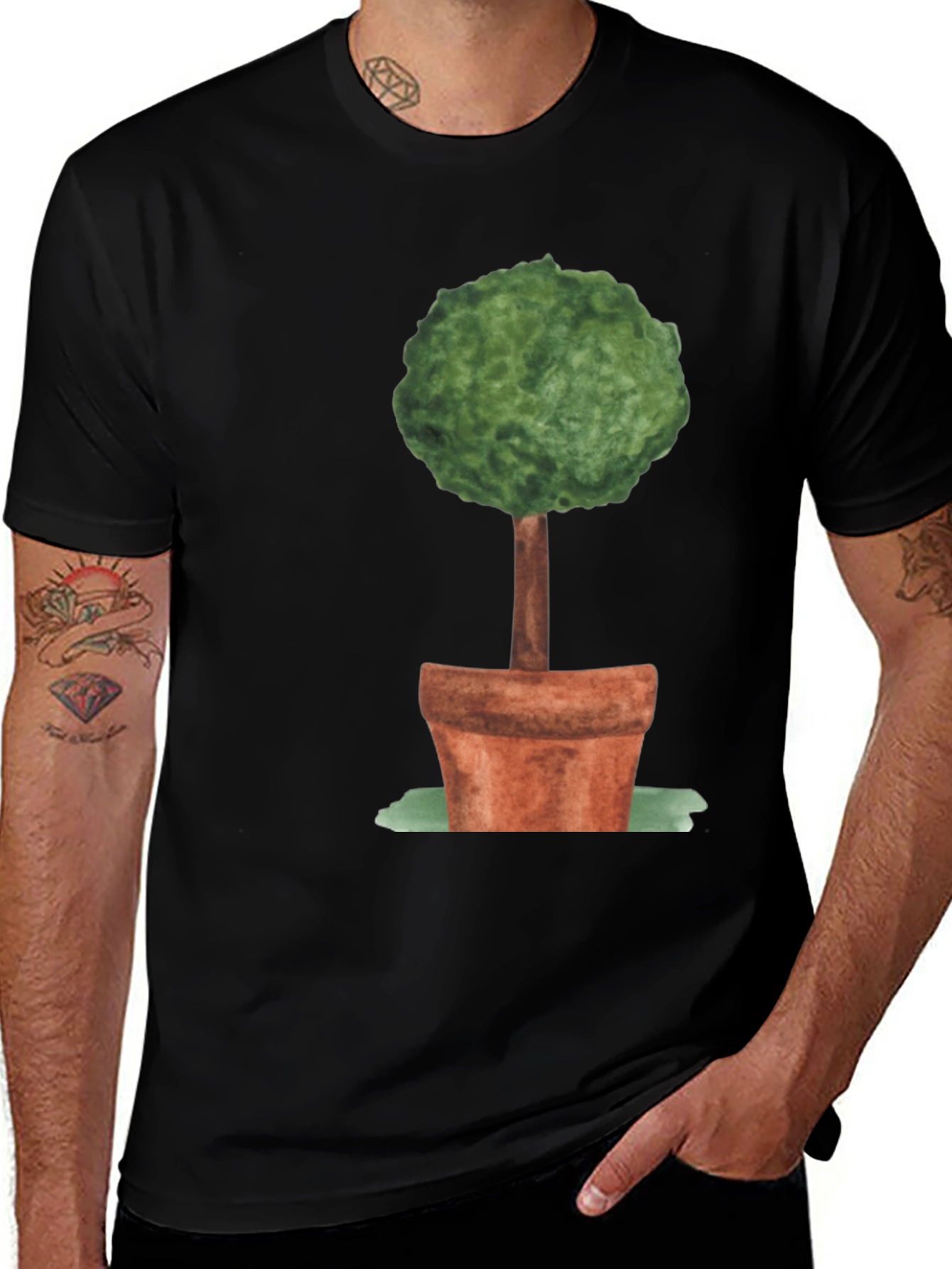 Variant 19 of Whimsical Topiary Tree Graphic Tee - Unisex Black Shirt