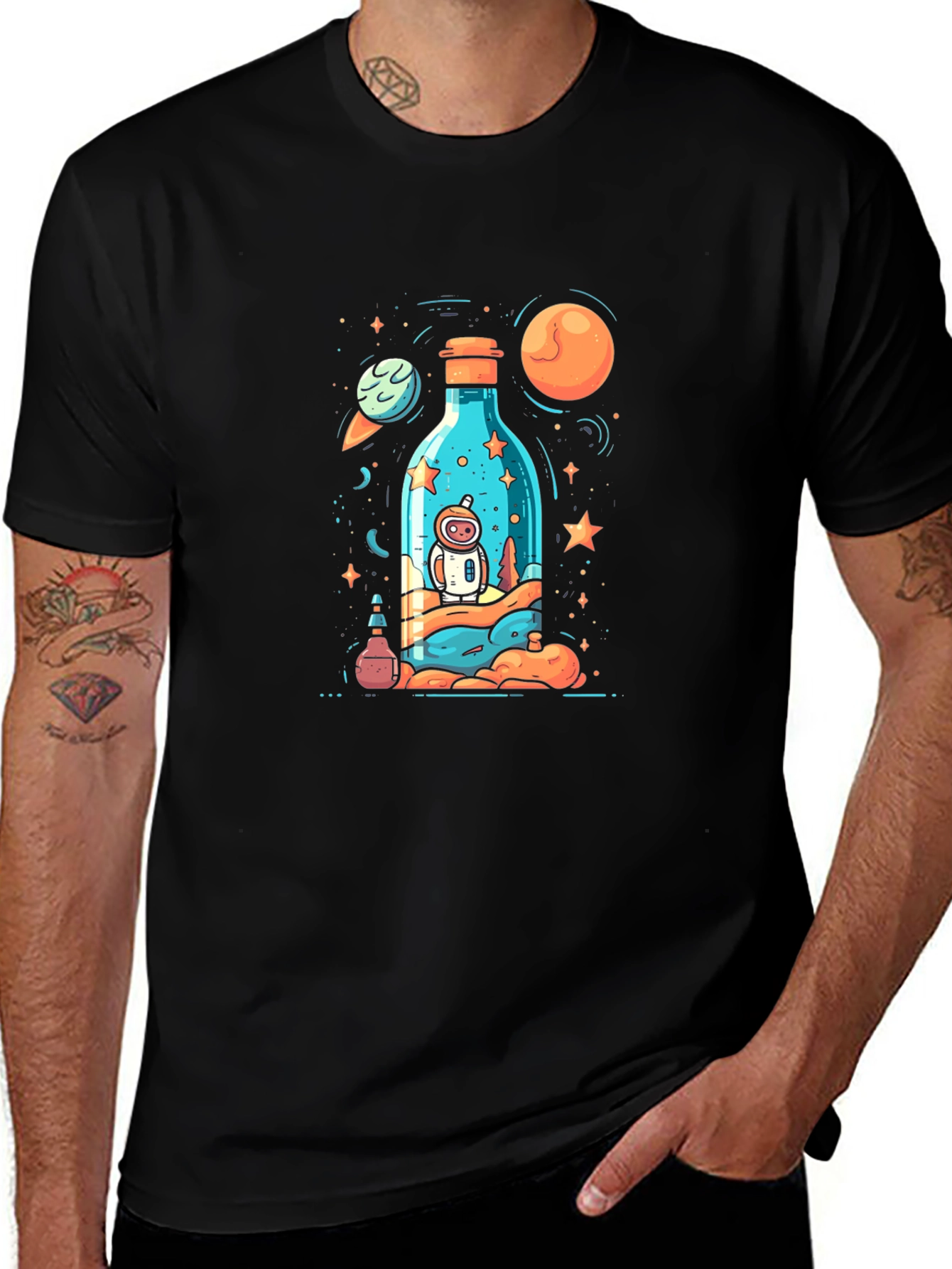 Variant 27 of Cosmic Astronaut Graphic Black T-Shirt