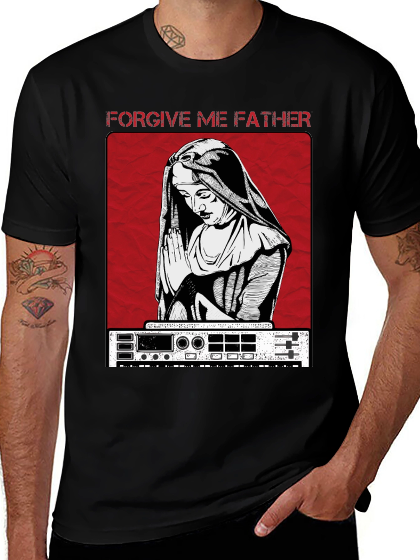 Variant 17 of Forgive Me Father Nun DJ T-Shirt