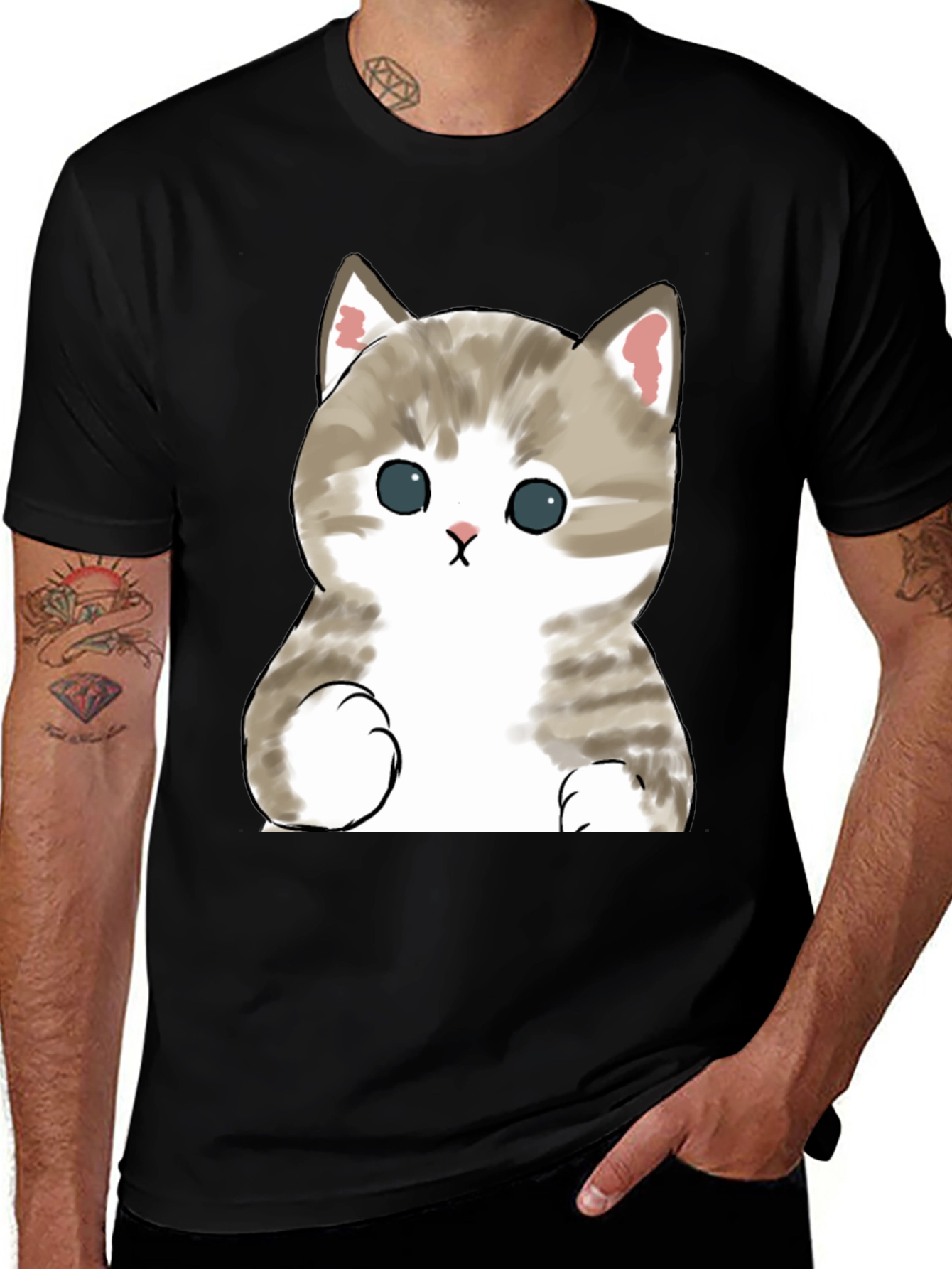 Variant 5 of Cute Kitten Graphic Tee - Soft Black Cotton T-Shirt