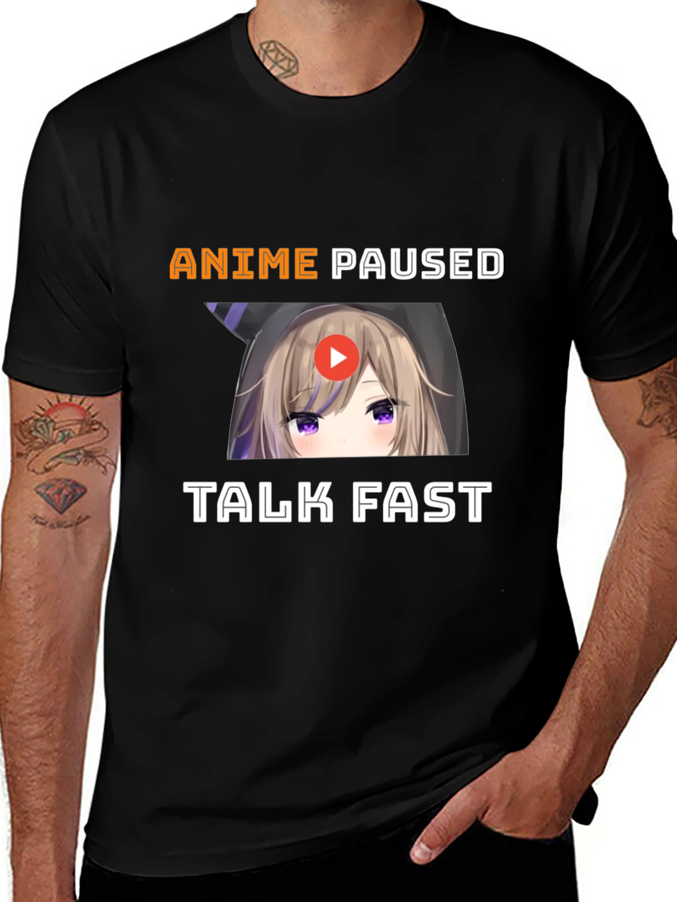 Variant 16 of Anime Paused Talk Fast Graphic Tee - Black