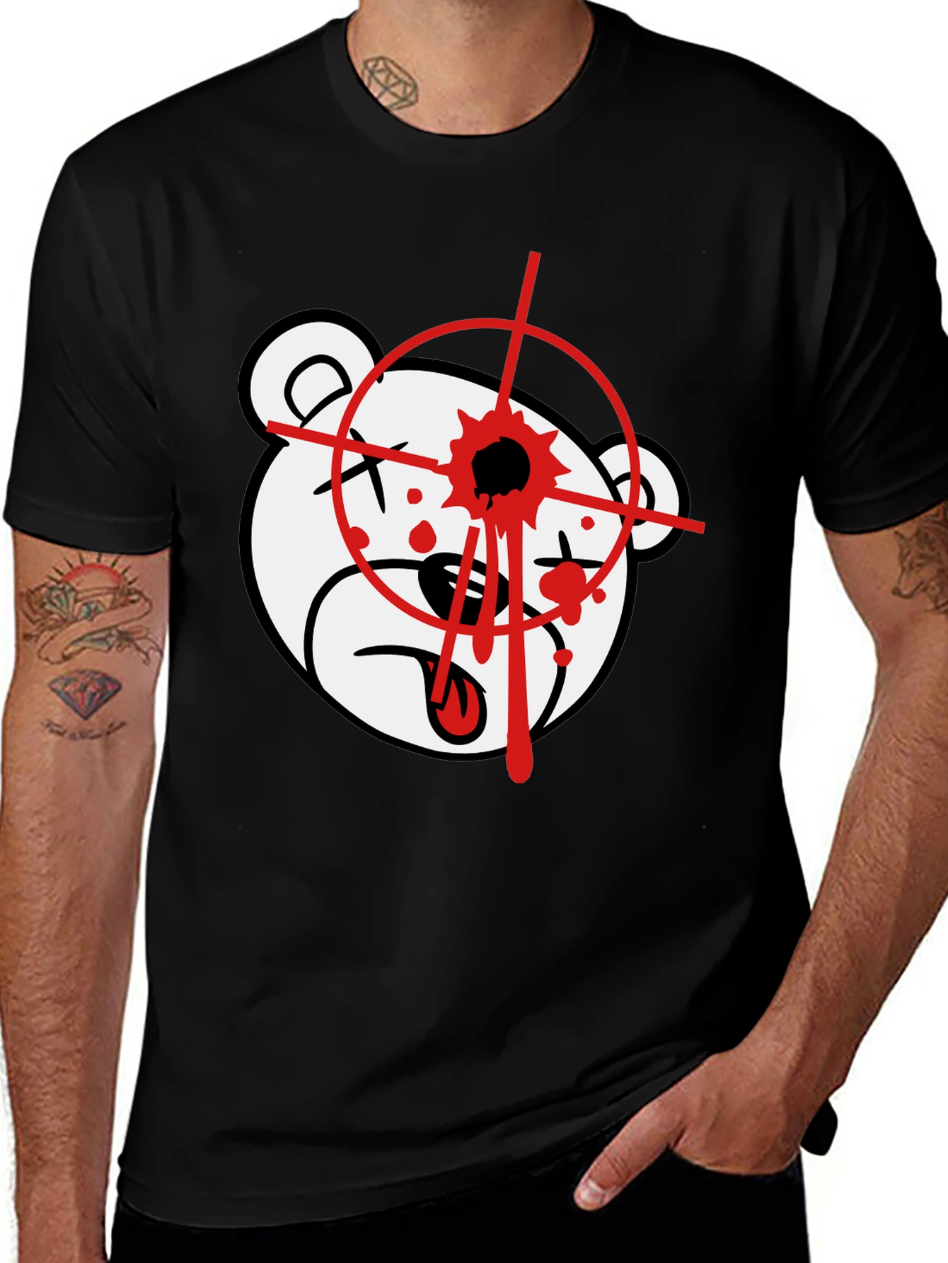 Variant 13 of Edgy Graphic Tee: Dead Bear Target Print